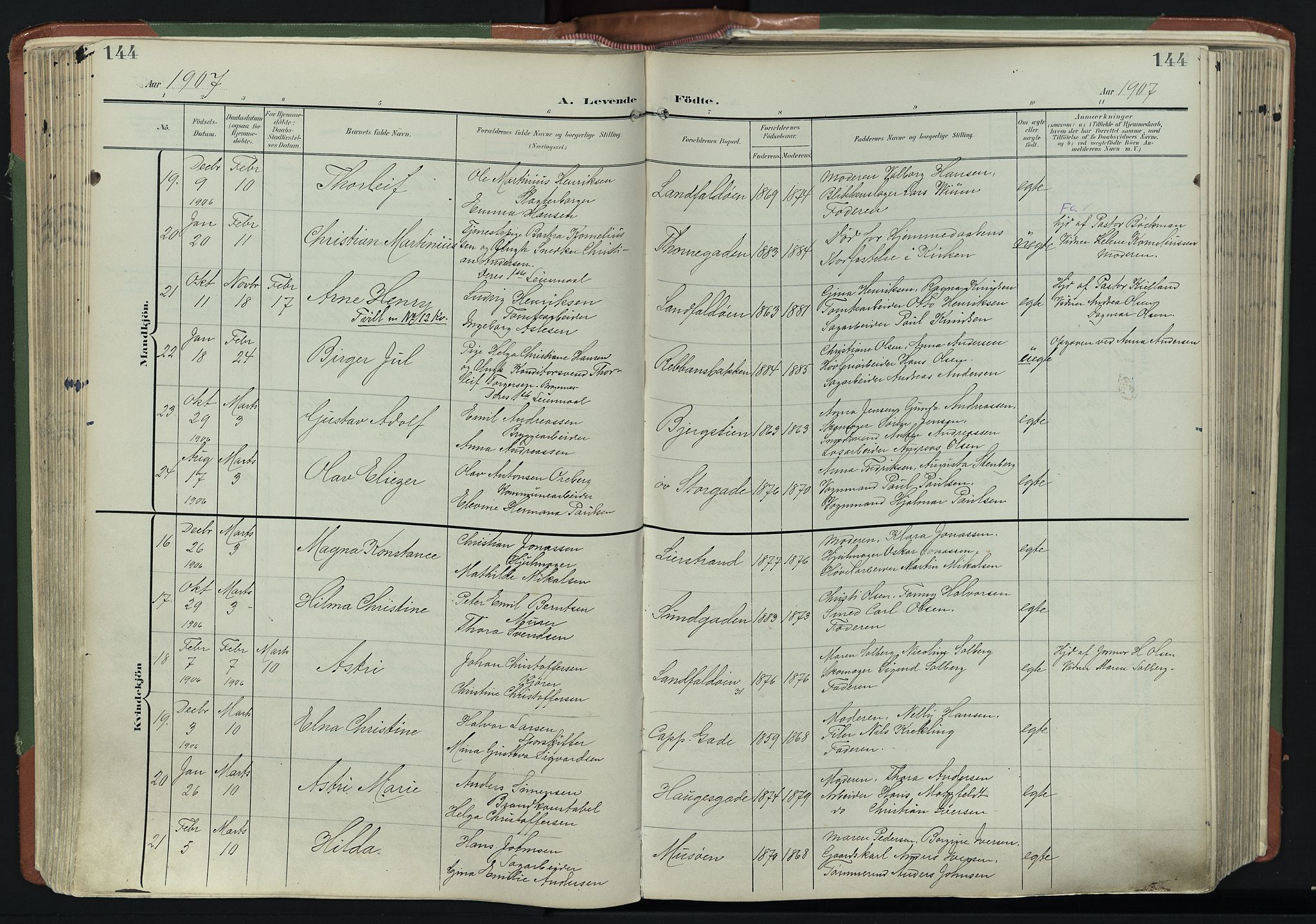 Bragernes kirkebøker, SAKO/A-6/F/Fb/L0009: Parish register (official) no. II 9, 1902-1911, p. 144