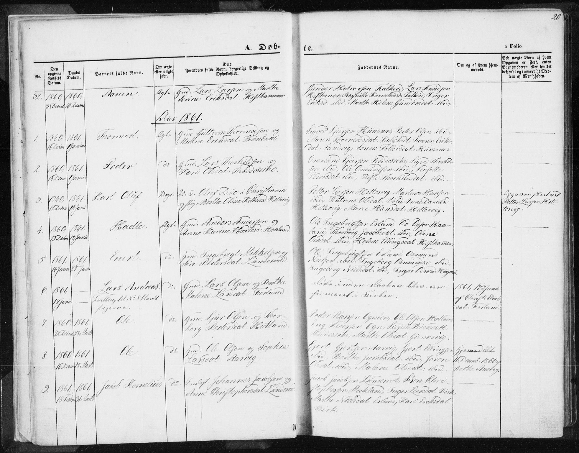 Tysvær sokneprestkontor, SAST/A -101864/H/Ha/Haa/L0003: Parish register (official) no. A 3, 1856-1865, p. 20