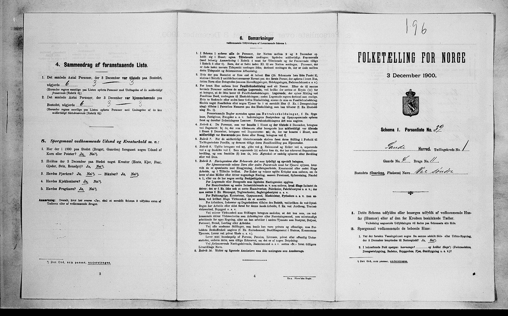 RA, 1900 census for Sande, 1900, p. 167