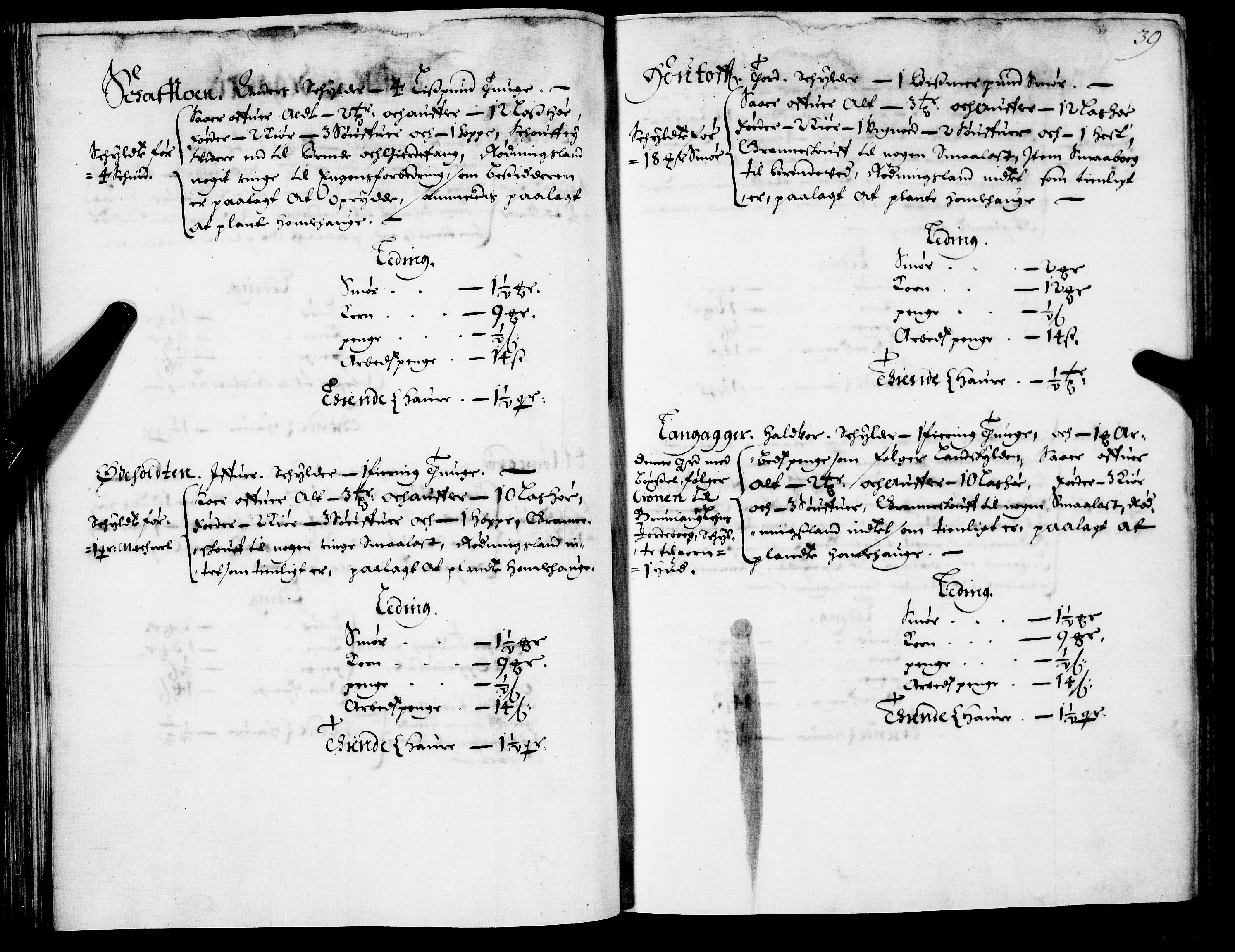 Rentekammeret inntil 1814, Realistisk ordnet avdeling, AV/RA-EA-4070/N/Nb/Nba/L0021: Brunla len, 1667, p. 38b-39a