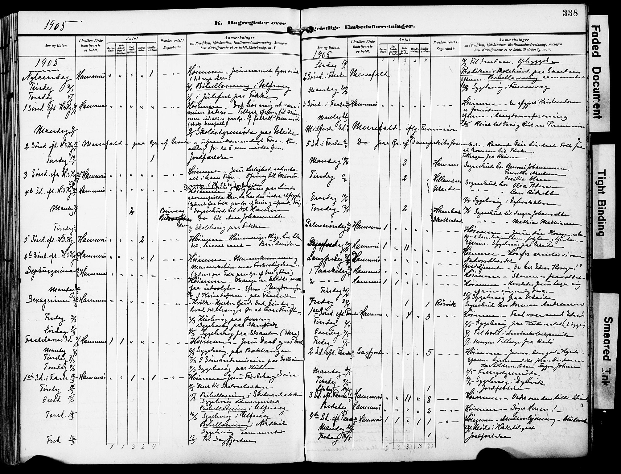 Ministerialprotokoller, klokkerbøker og fødselsregistre - Nordland, SAT/A-1459/859/L0848: Parish register (official) no. 859A08, 1900-1912, p. 338