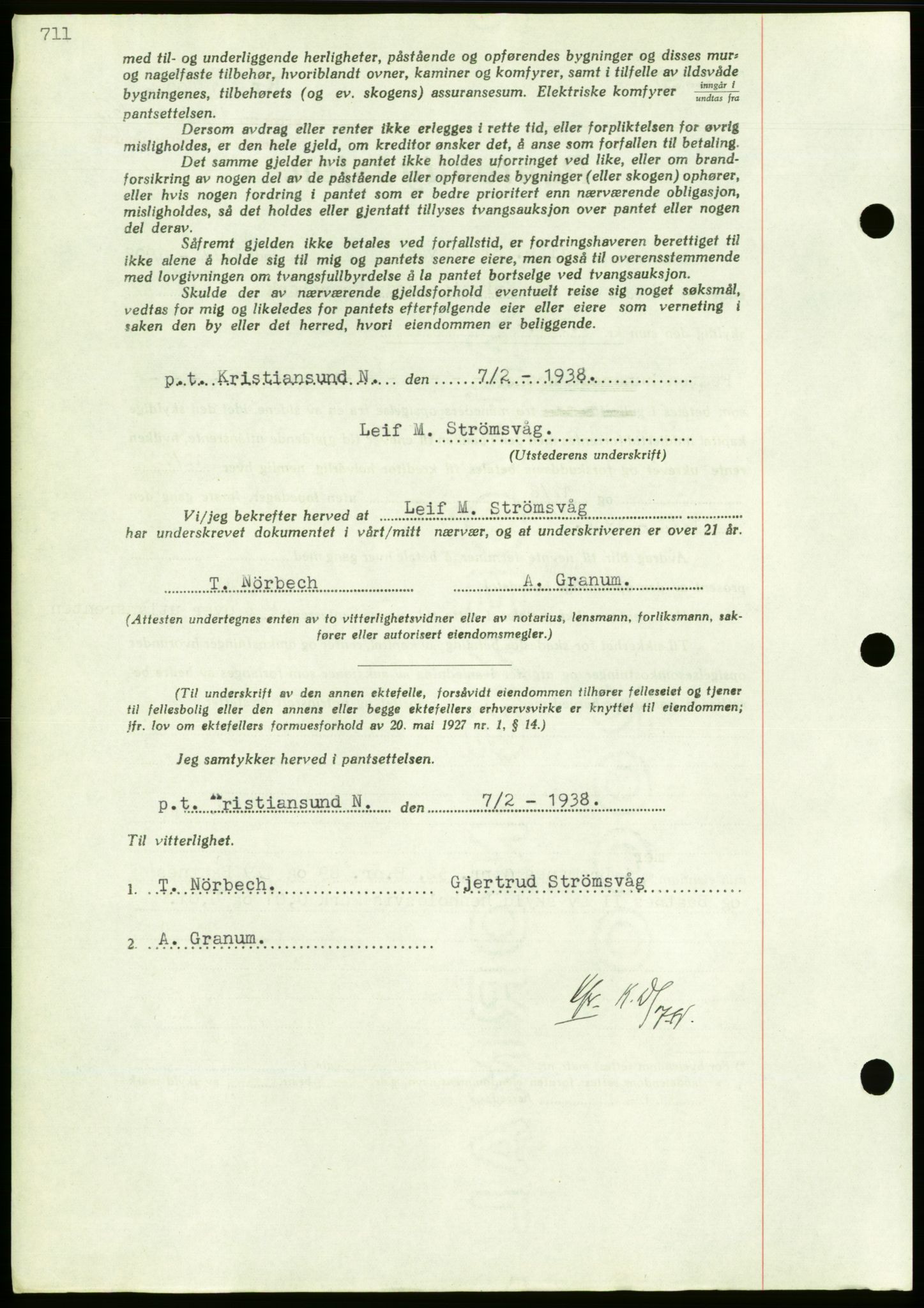 Nordmøre sorenskriveri, AV/SAT-A-4132/1/2/2Ca/L0092: Mortgage book no. B82, 1937-1938, Diary no: : 374/1938