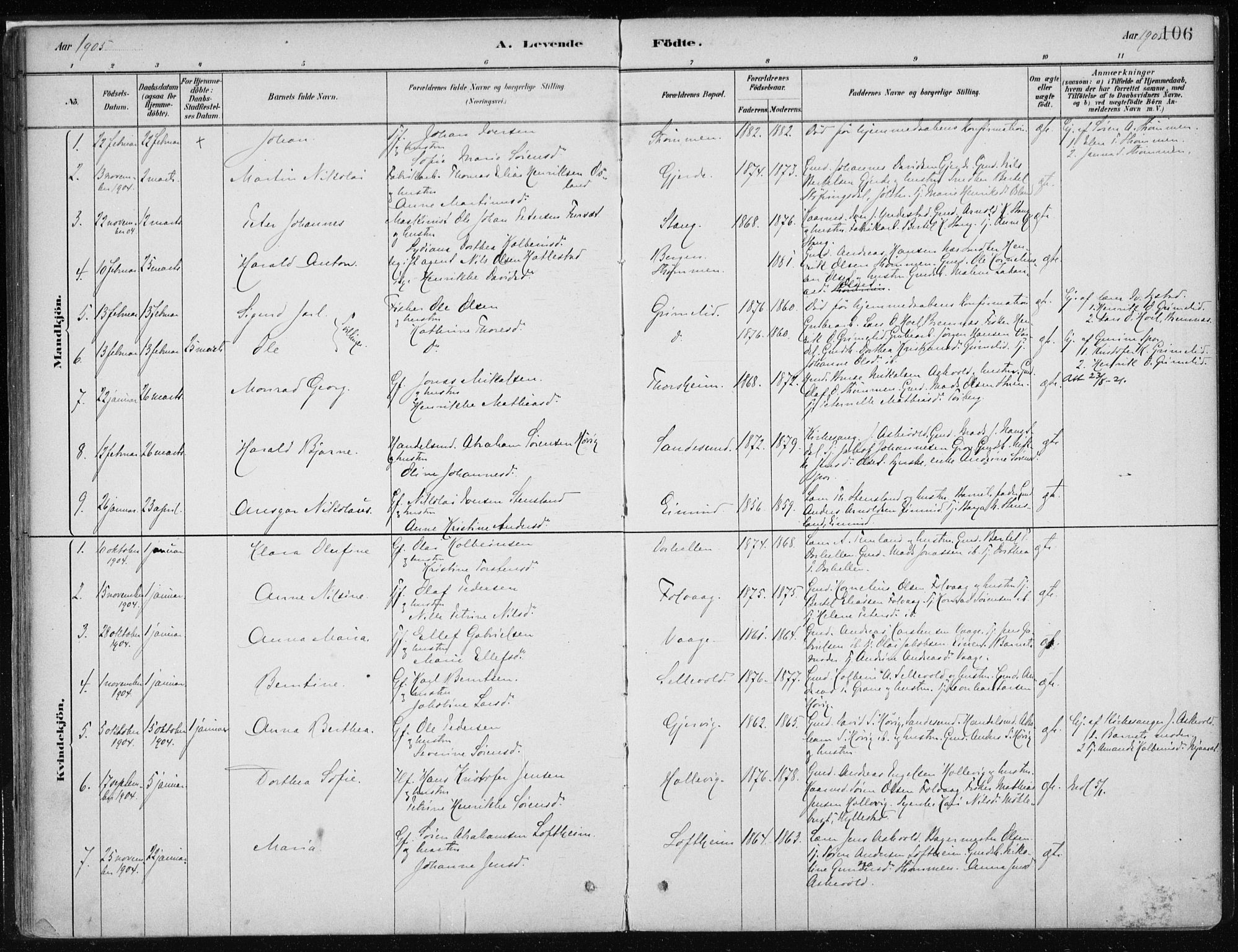 Askvoll sokneprestembete, SAB/A-79501/H/Haa/Haab/L0002: Parish register (official) no. B 2, 1879-1909, p. 106