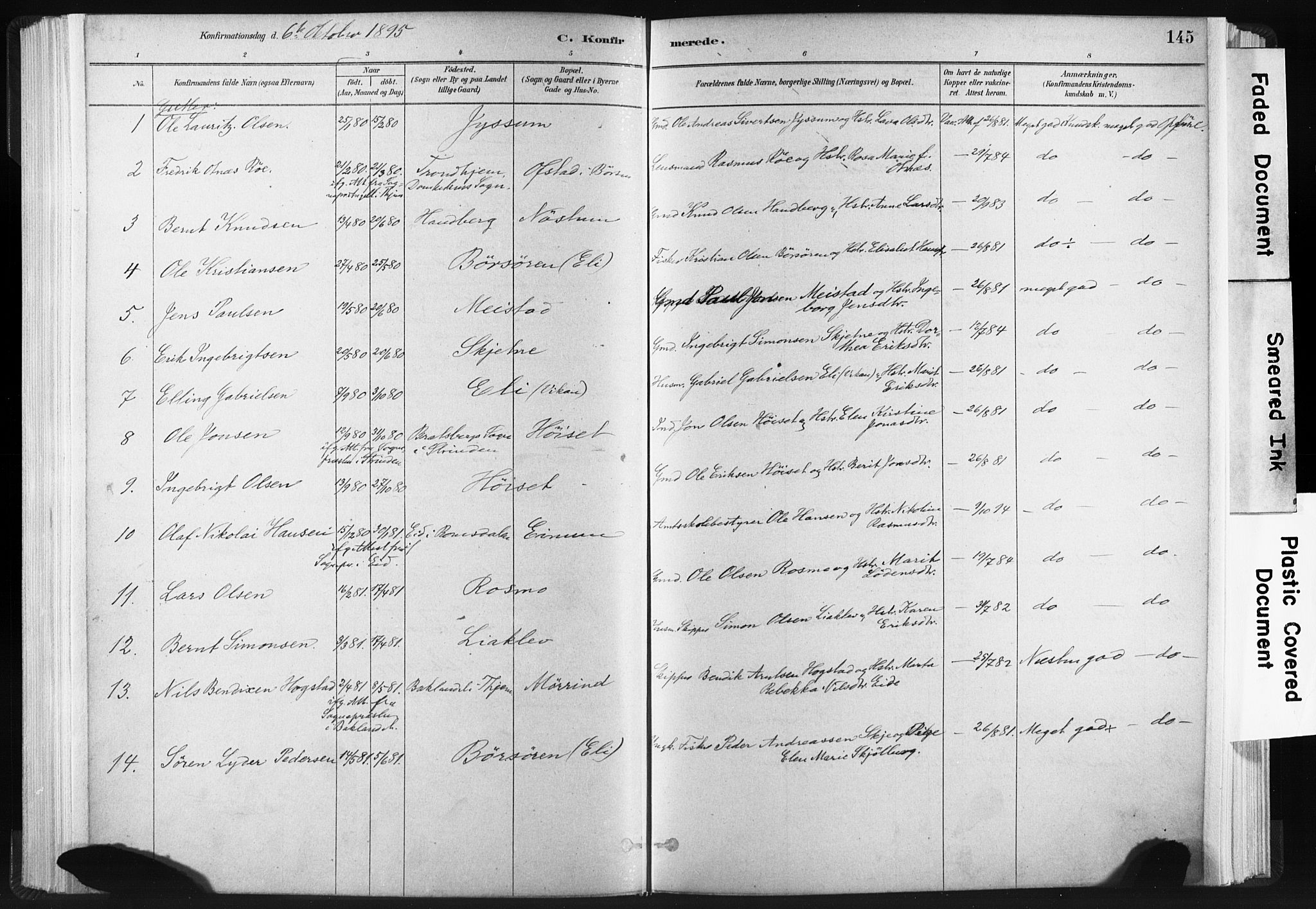 Ministerialprotokoller, klokkerbøker og fødselsregistre - Sør-Trøndelag, AV/SAT-A-1456/665/L0773: Parish register (official) no. 665A08, 1879-1905, p. 145