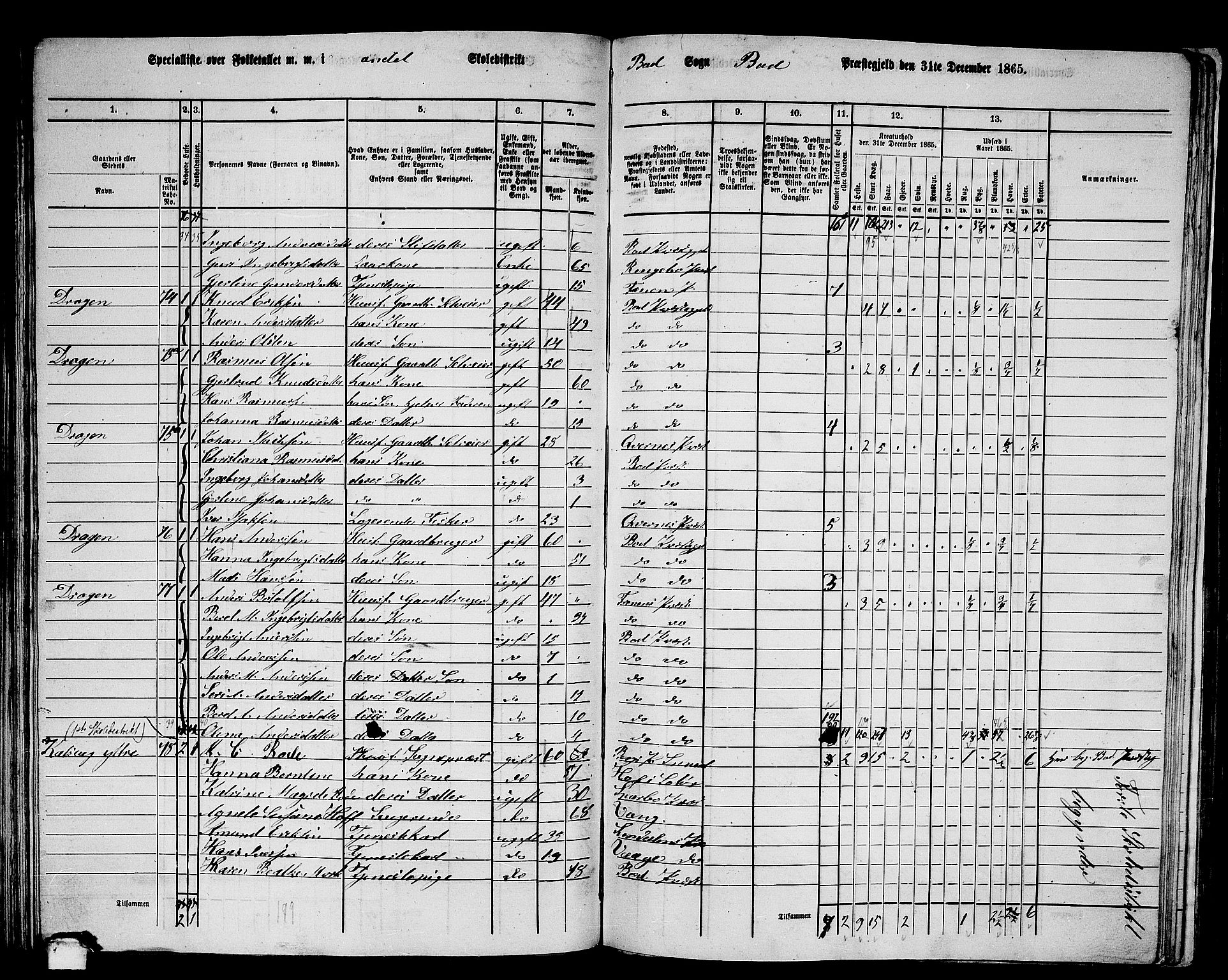 RA, 1865 census for Bud, 1865, p. 56