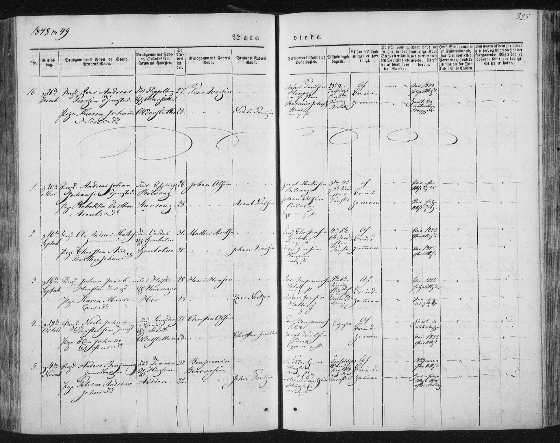 Ministerialprotokoller, klokkerbøker og fødselsregistre - Nordland, AV/SAT-A-1459/838/L0549: Parish register (official) no. 838A07, 1840-1854, p. 325