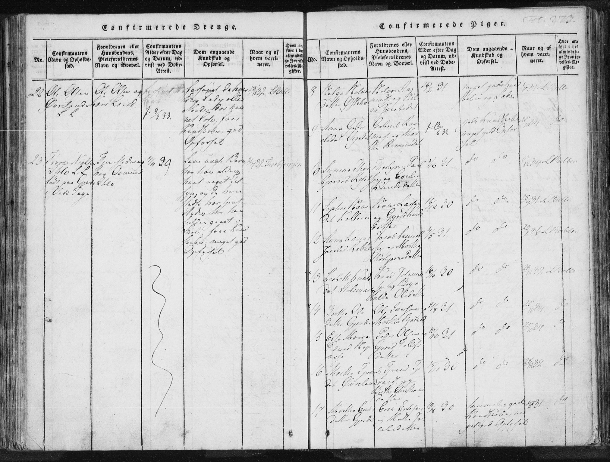 Vikedal sokneprestkontor, AV/SAST-A-101840/01/IV: Parish register (official) no. A 3, 1817-1850, p. 273