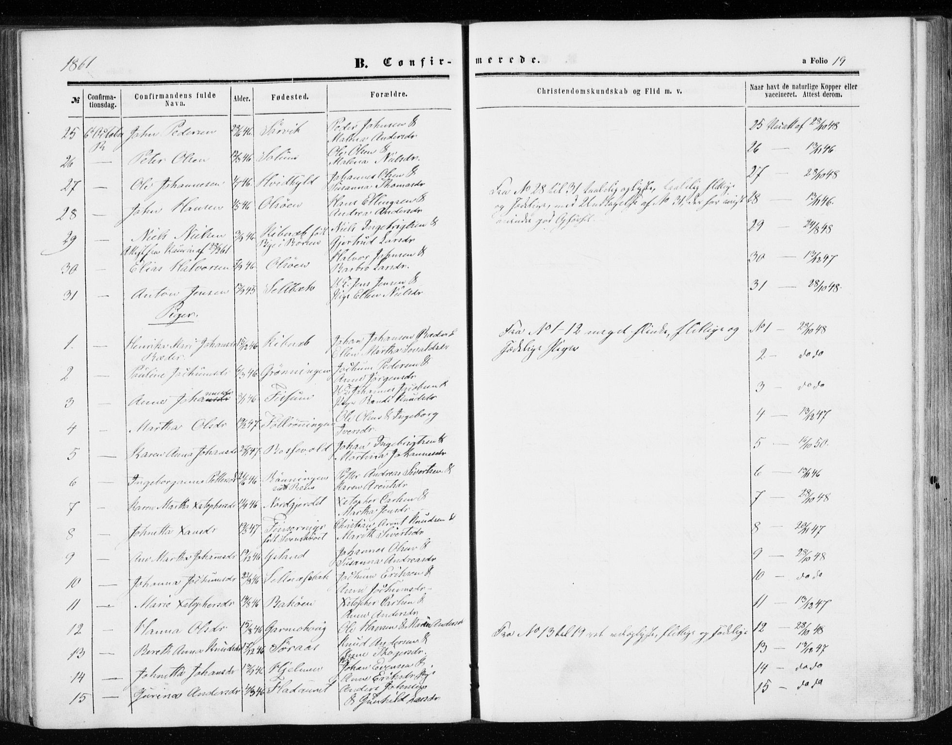 Ministerialprotokoller, klokkerbøker og fødselsregistre - Sør-Trøndelag, AV/SAT-A-1456/646/L0612: Parish register (official) no. 646A10, 1858-1869, p. 19