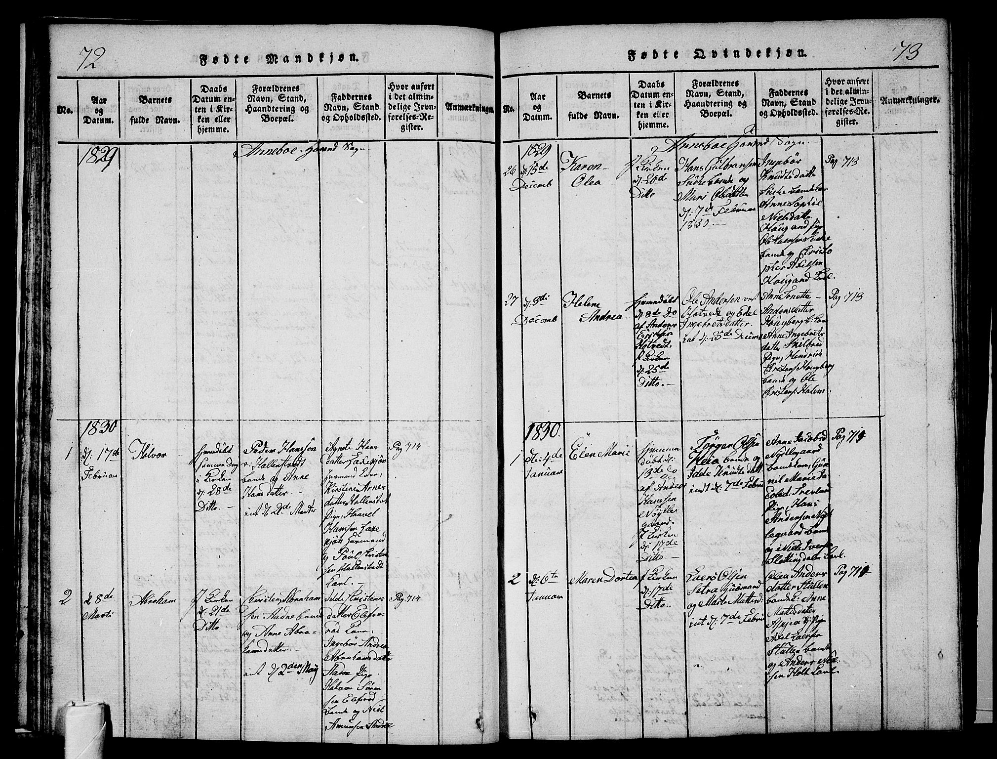 Andebu kirkebøker, AV/SAKO-A-336/G/Ga/L0002: Parish register (copy) no. I 2 /1, 1823-1832, p. 72-73