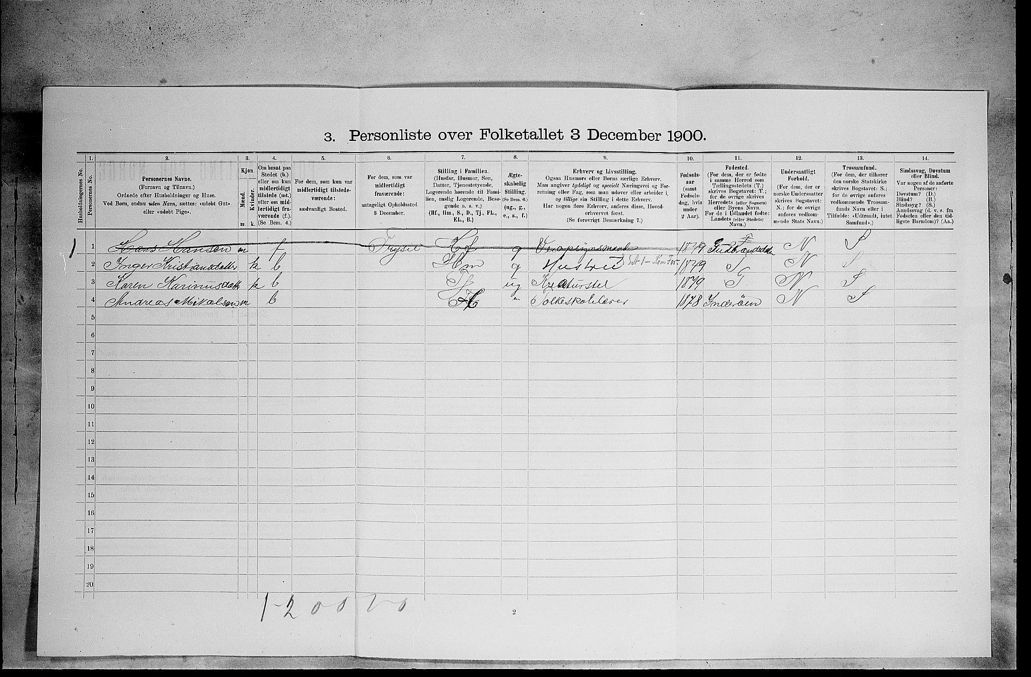 SAH, 1900 census for Elverum, 1900, p. 2507