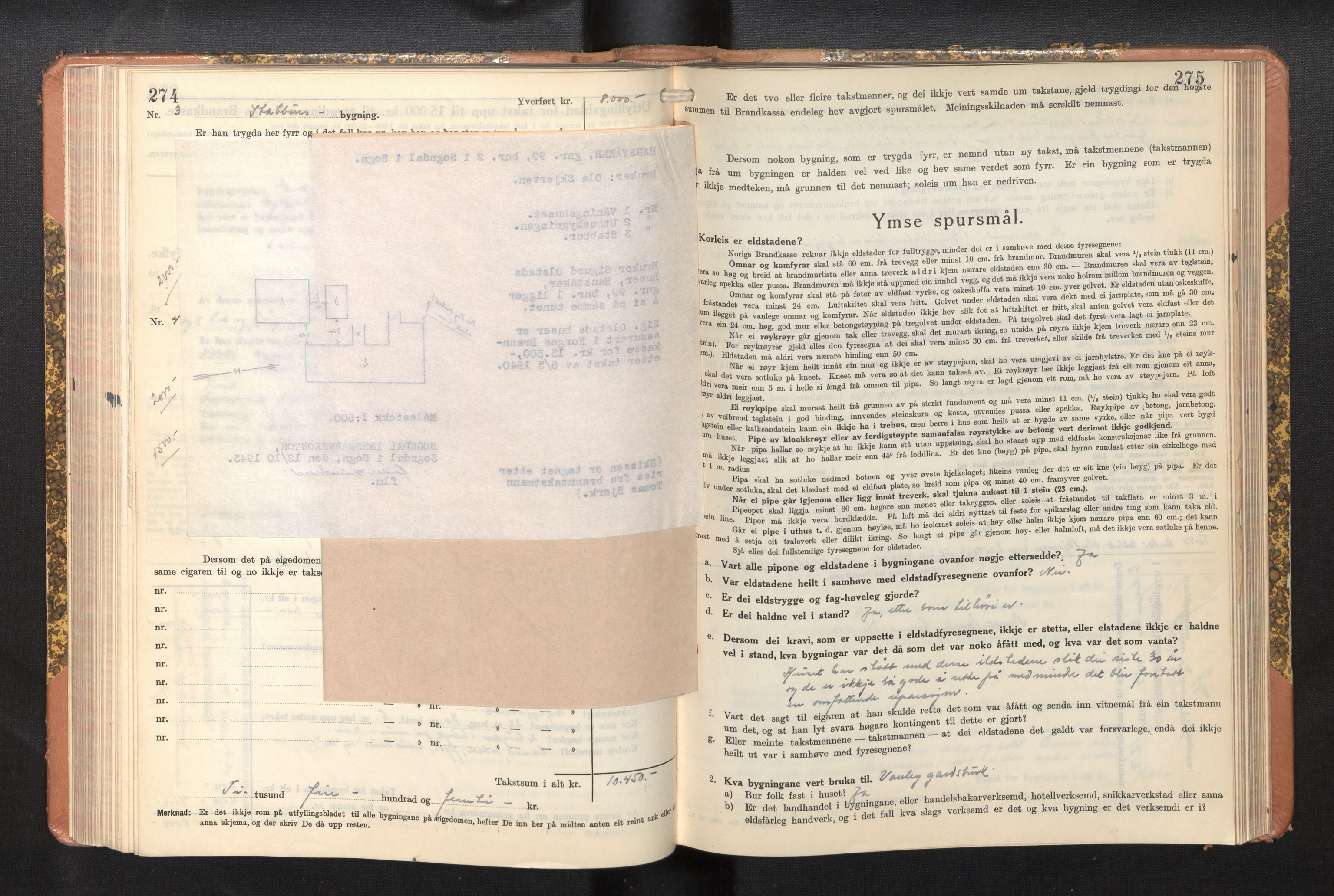 Lensmannen i Sogndal, AV/SAB-A-29901/0012/L0014: Branntakstprotokoll, skjematakst, 1938-1950, p. 274-275