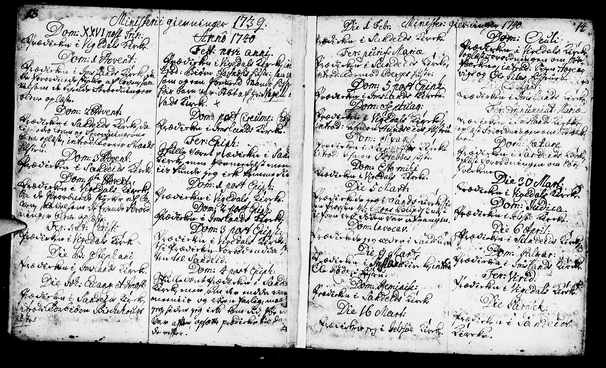 Vikedal sokneprestkontor, AV/SAST-A-101840/01/IV: Parish register (official) no. A 1, 1737-1778, p. 13-14