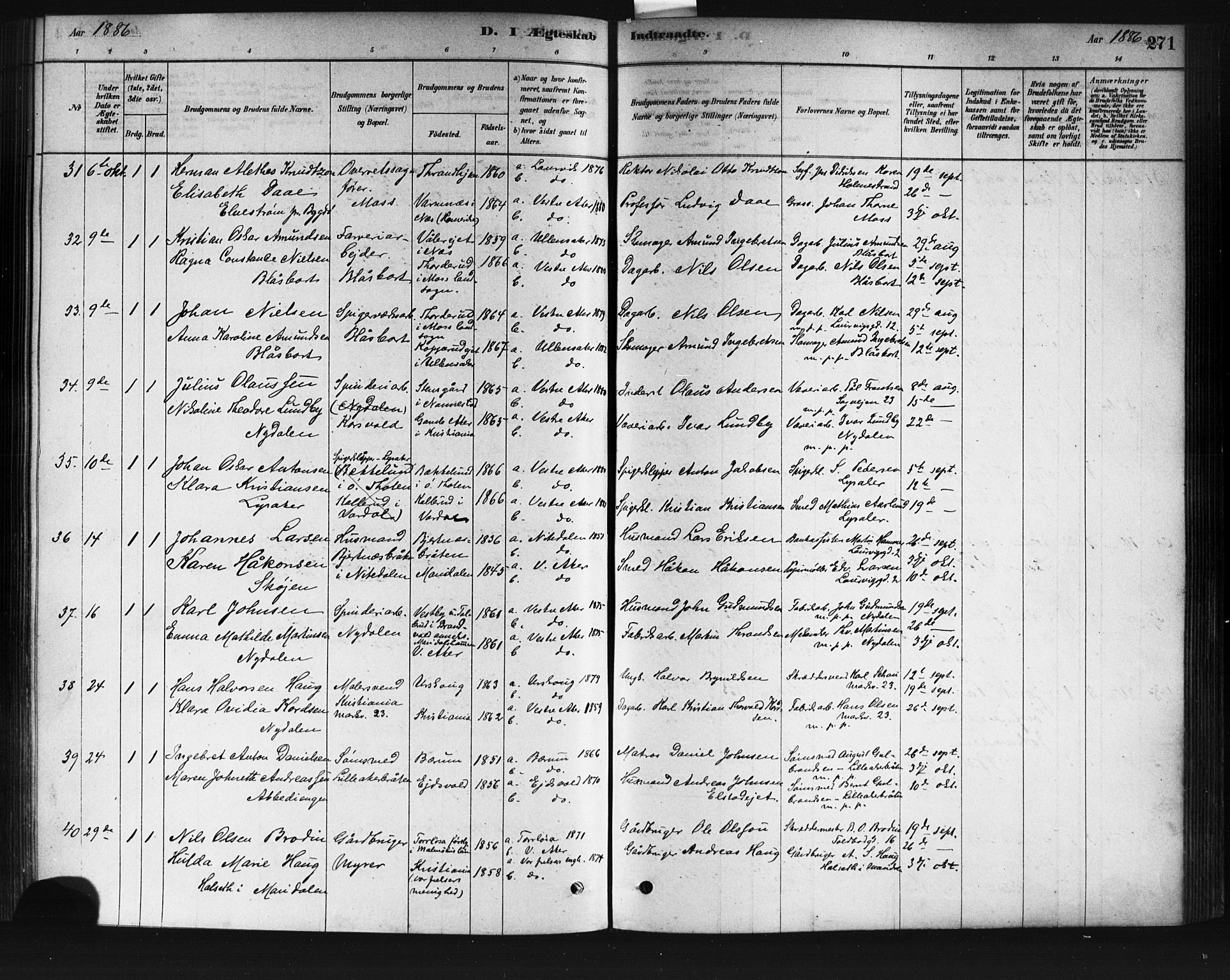 Vestre Aker prestekontor Kirkebøker, AV/SAO-A-10025/F/Fa/L0008: Parish register (official) no. 8, 1878-1903, p. 271