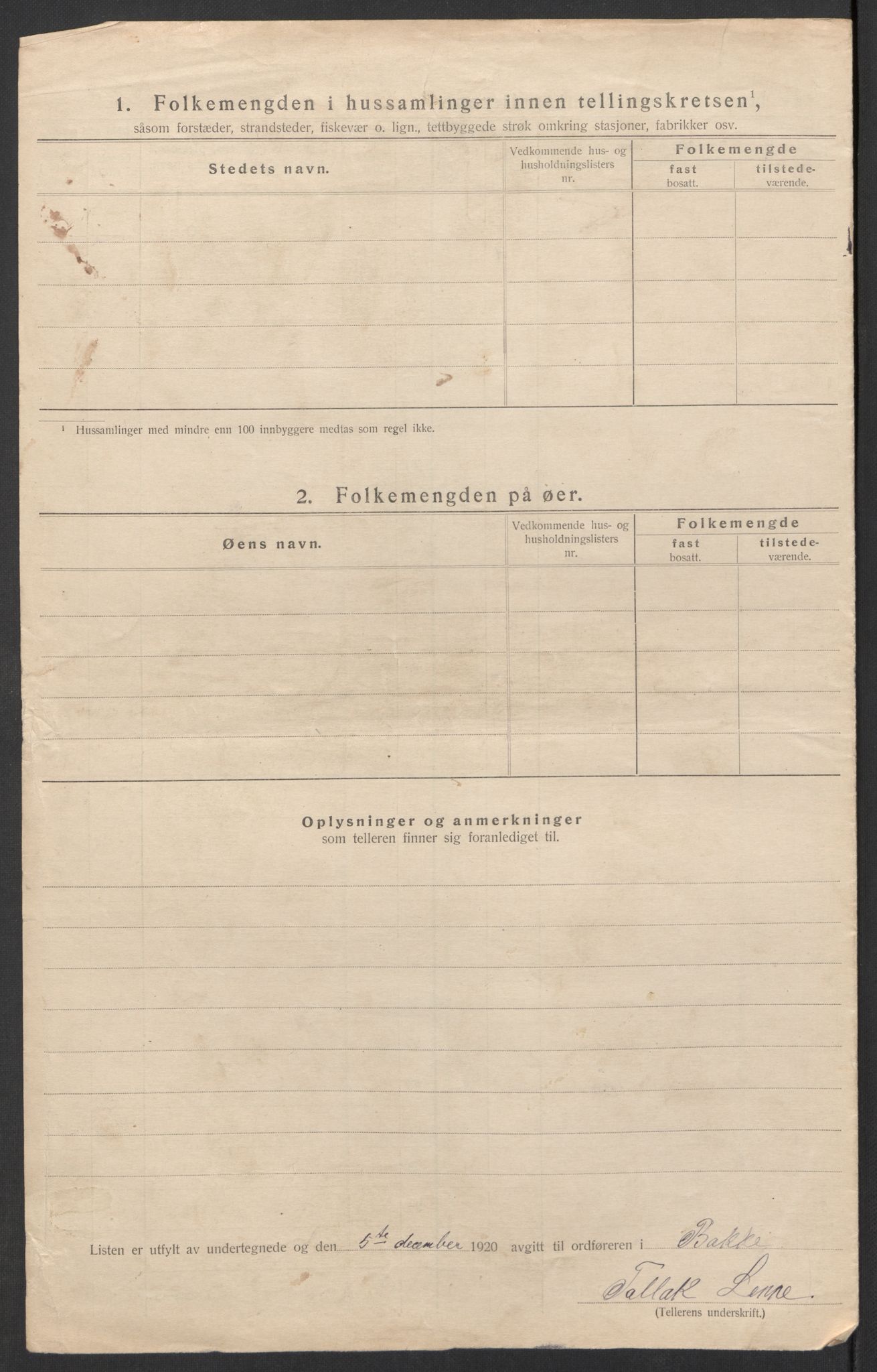 SAK, 1920 census for Bakke, 1920, p. 23