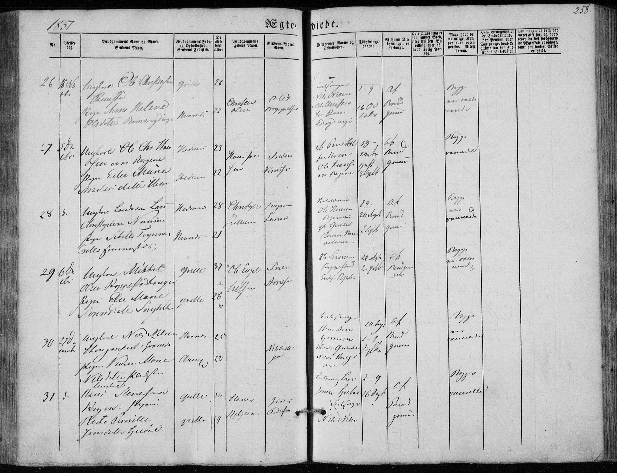 Hedrum kirkebøker, AV/SAKO-A-344/F/Fa/L0006: Parish register (official) no. I 6, 1849-1857, p. 258