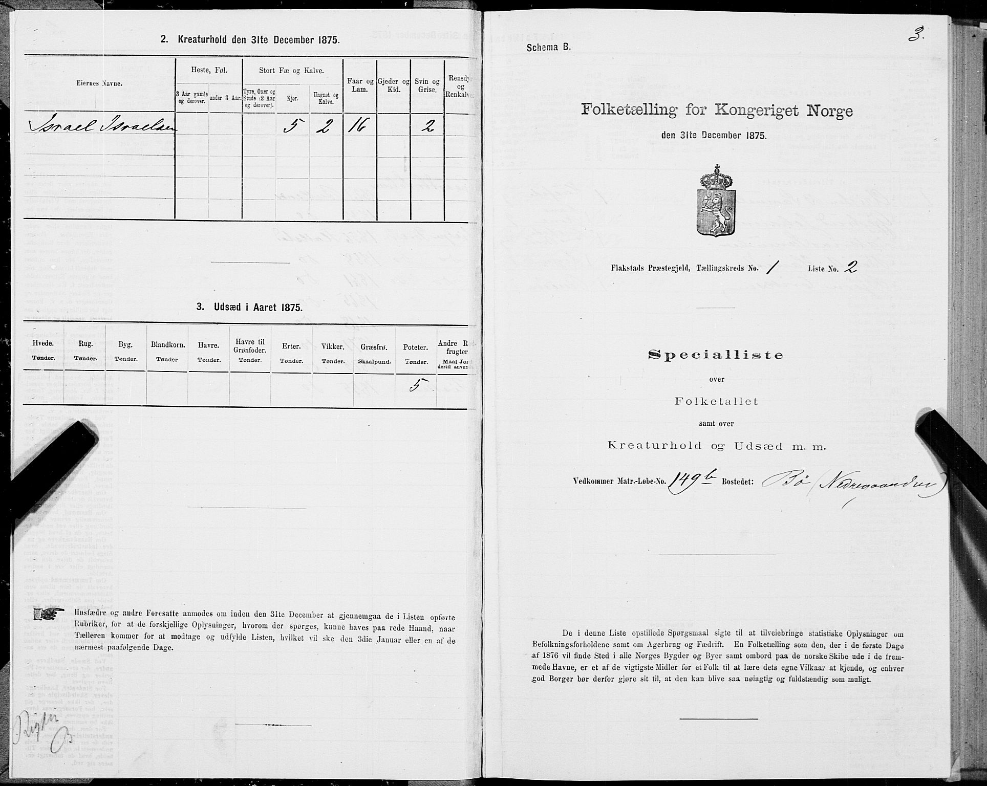 SAT, 1875 census for 1859P Flakstad, 1875, p. 1003