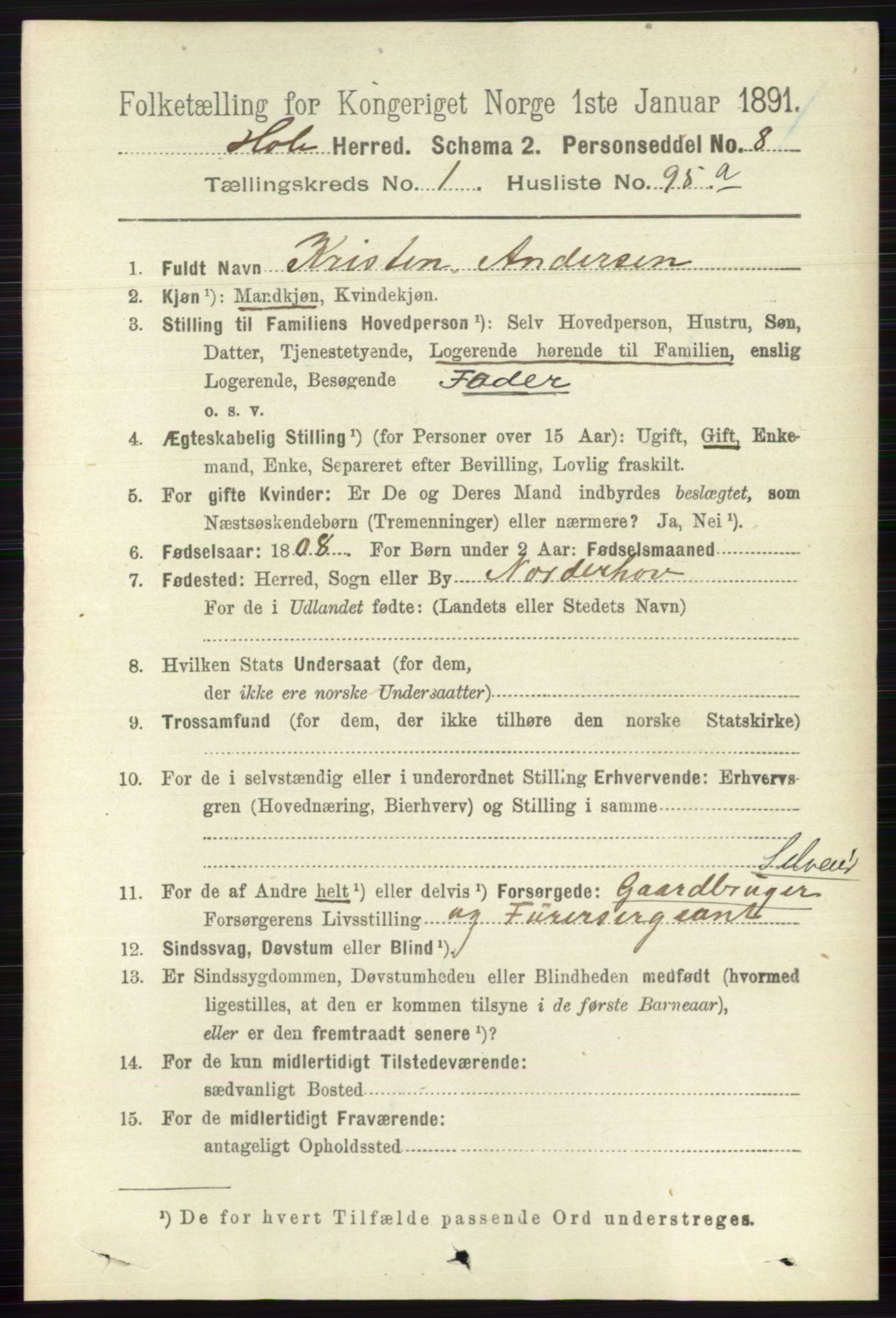 RA, 1891 census for 0612 Hole, 1891, p. 649