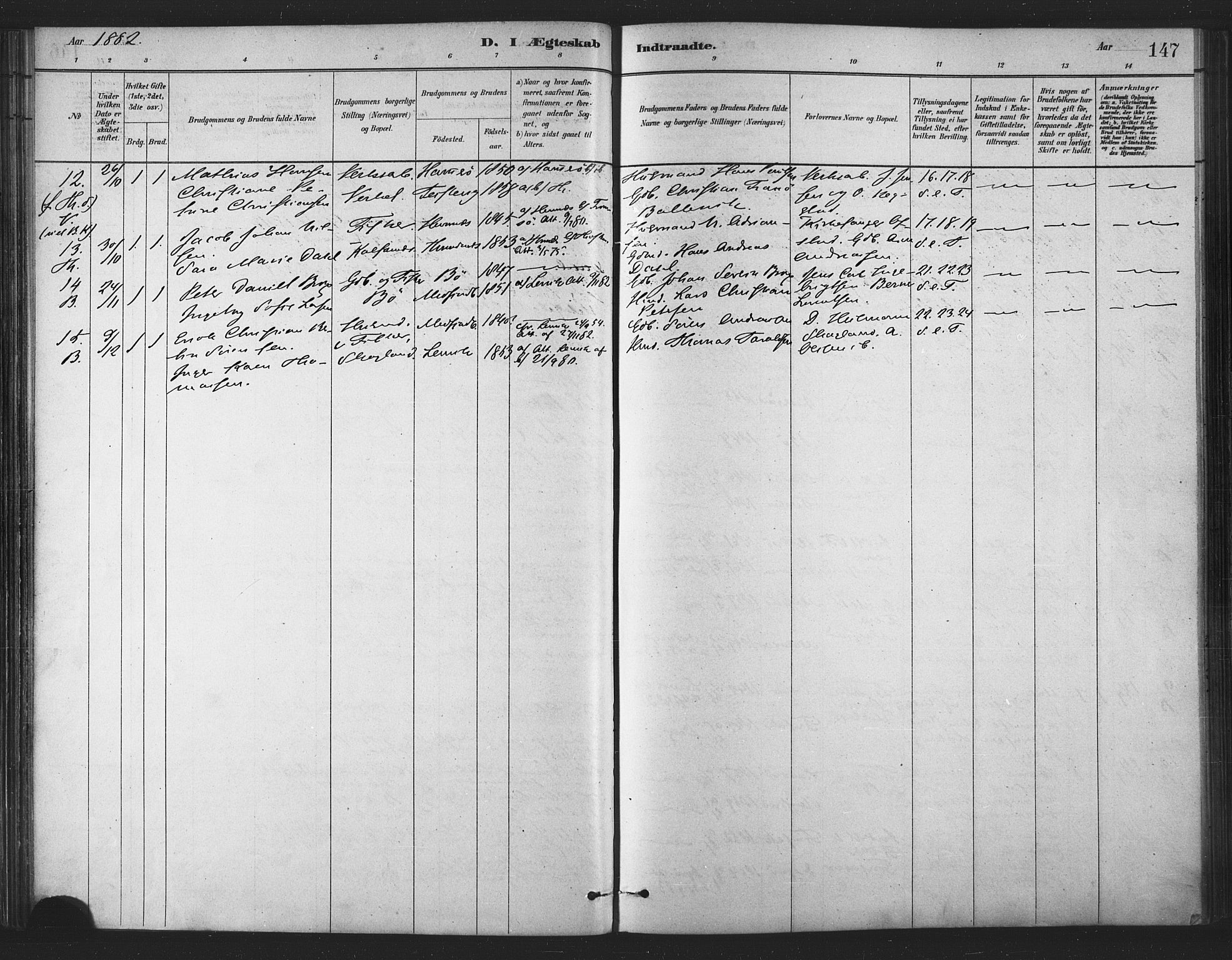Berg sokneprestkontor, SATØ/S-1318/G/Ga/Gaa/L0004kirke: Parish register (official) no. 4, 1880-1894, p. 147