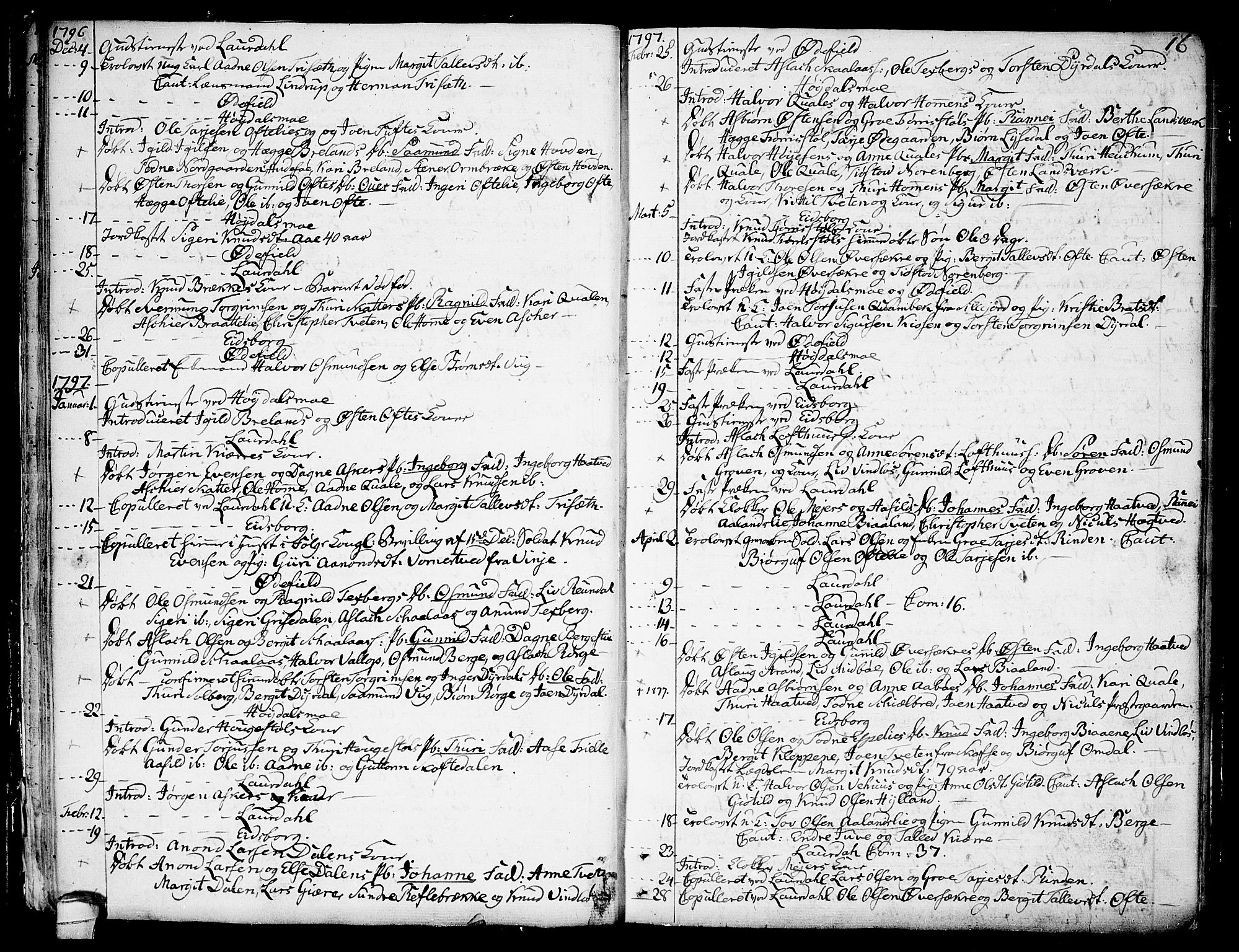 Lårdal kirkebøker, AV/SAKO-A-284/F/Fa/L0004: Parish register (official) no. I 4, 1790-1814, p. 16