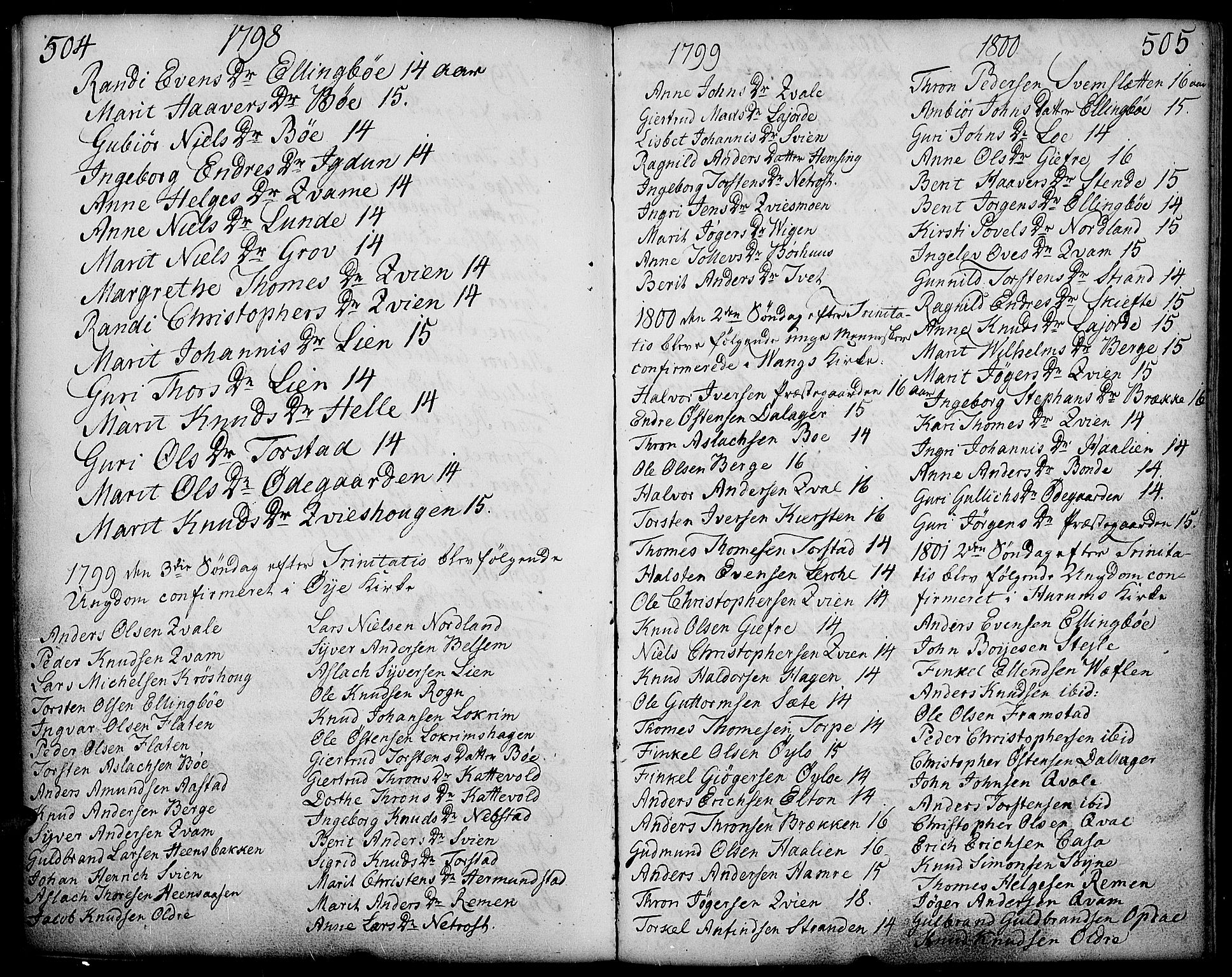 Vang prestekontor, Valdres, SAH/PREST-140/H/Ha/L0002: Parish register (official) no. 2, 1796-1808, p. 504-505