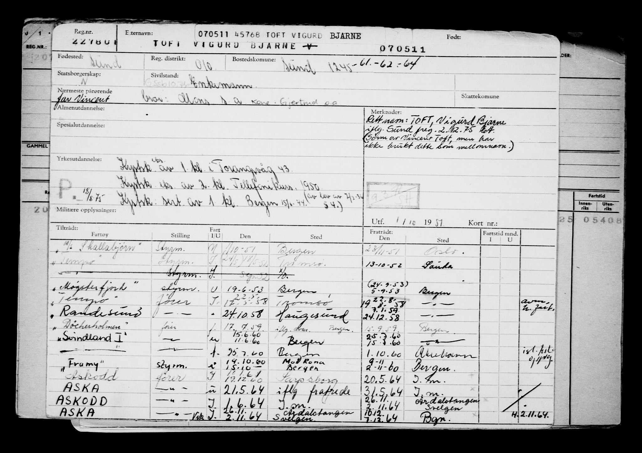 Direktoratet for sjømenn, AV/RA-S-3545/G/Gb/L0096: Hovedkort, 1911, p. 121