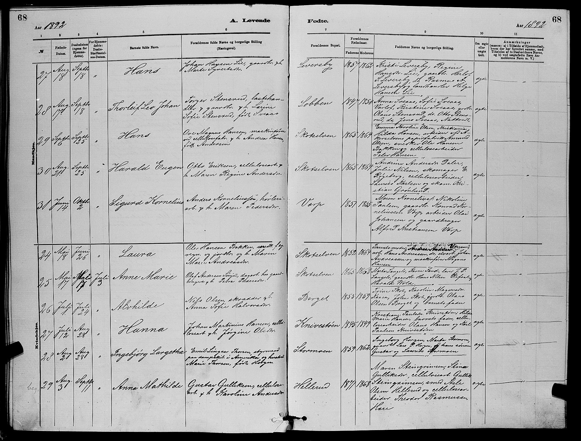 Eiker kirkebøker, SAKO/A-4/G/Gb/L0003: Parish register (copy) no. II 3, 1880-1893, p. 68