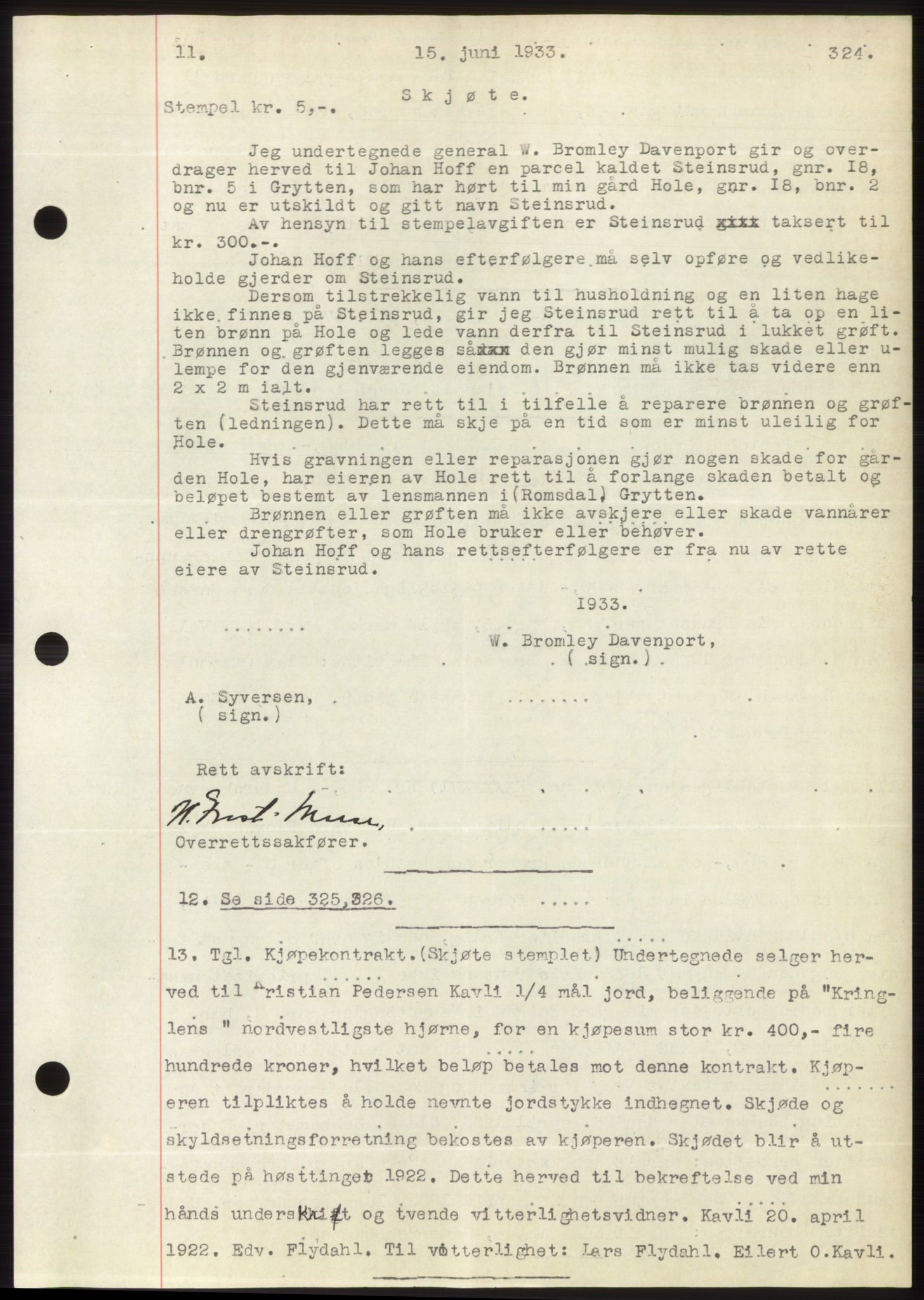 Romsdal sorenskriveri, AV/SAT-A-4149/1/2/2C/L0063: Mortgage book no. 57, 1933-1933, Deed date: 15.06.1933