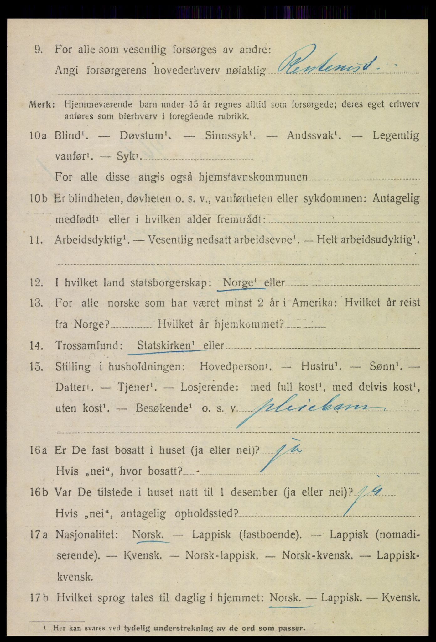 SAT, 1920 census for Åsen, 1920, p. 1695