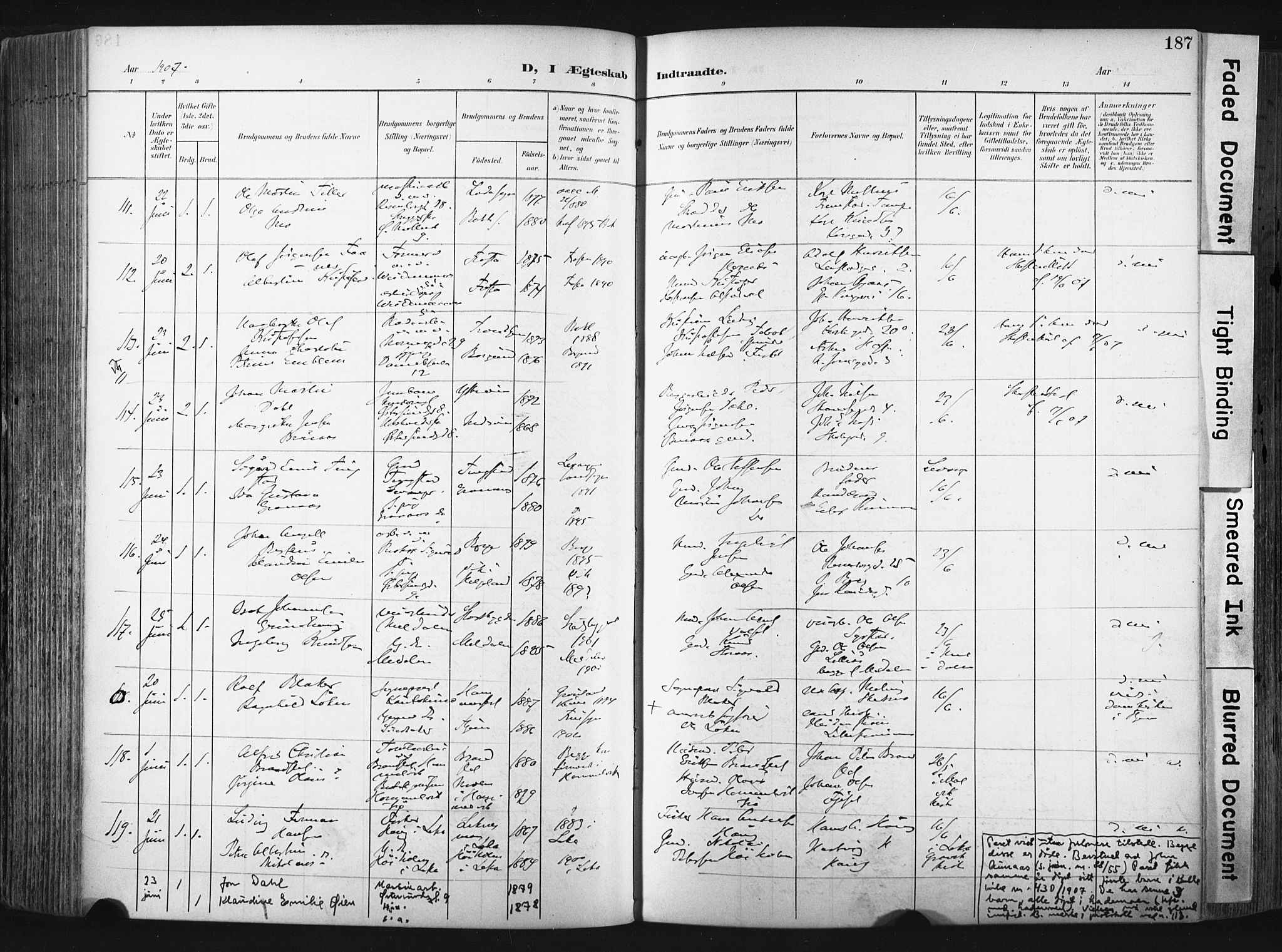 Ministerialprotokoller, klokkerbøker og fødselsregistre - Sør-Trøndelag, SAT/A-1456/604/L0201: Parish register (official) no. 604A21, 1901-1911, p. 187