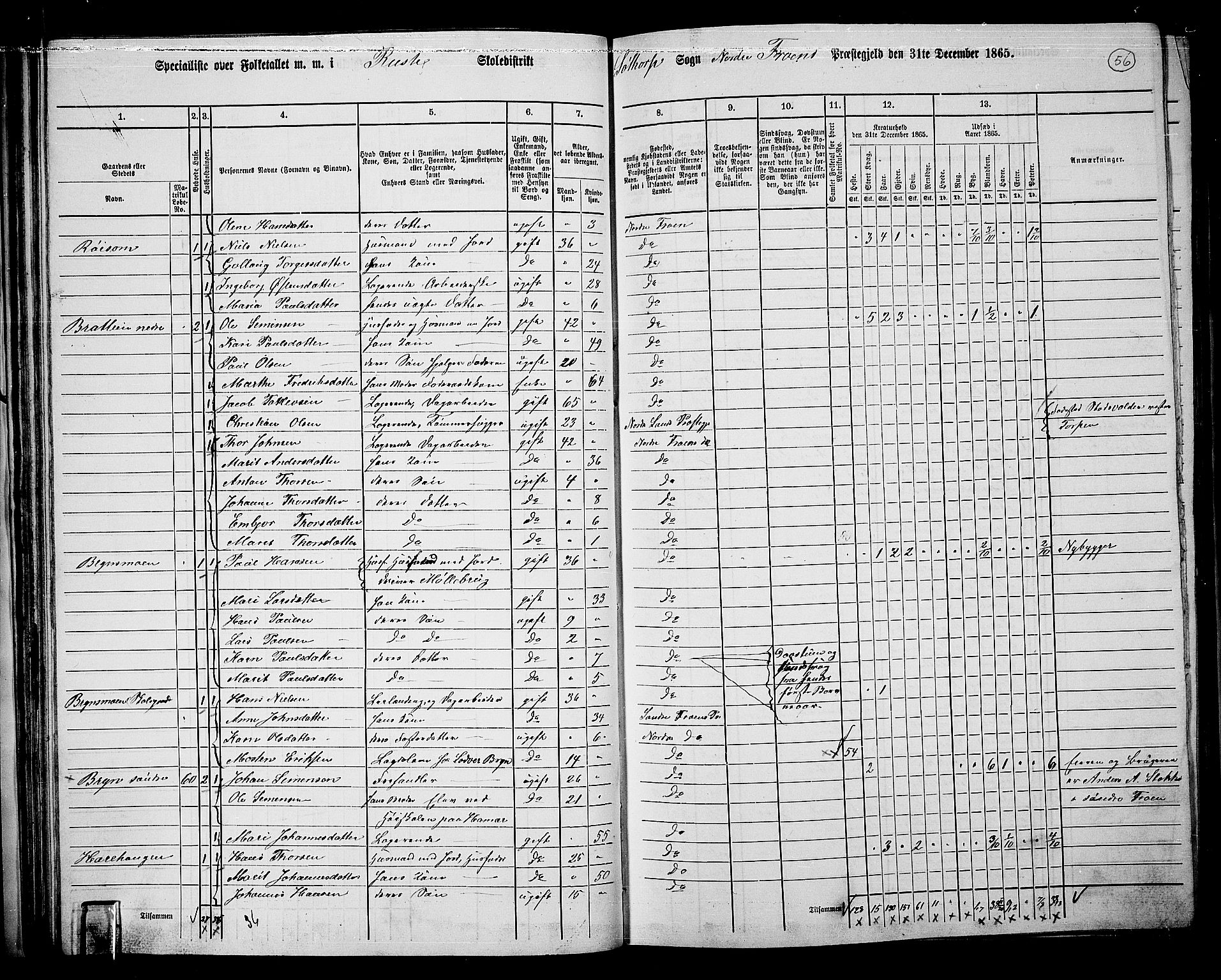 RA, 1865 census for Nord-Fron, 1865, p. 55