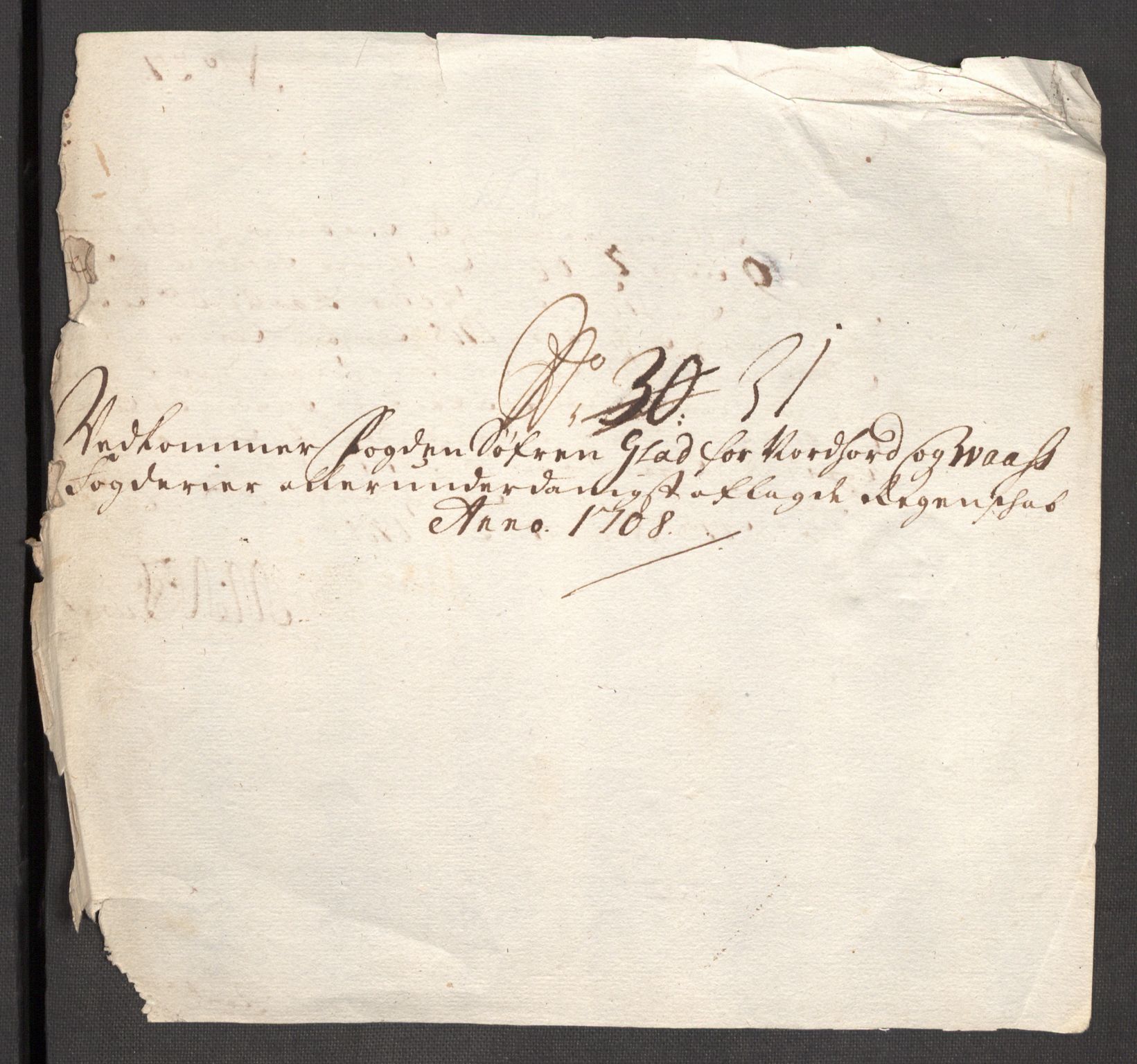 Rentekammeret inntil 1814, Reviderte regnskaper, Fogderegnskap, RA/EA-4092/R51/L3189: Fogderegnskap Nordhordland og Voss, 1708, p. 383