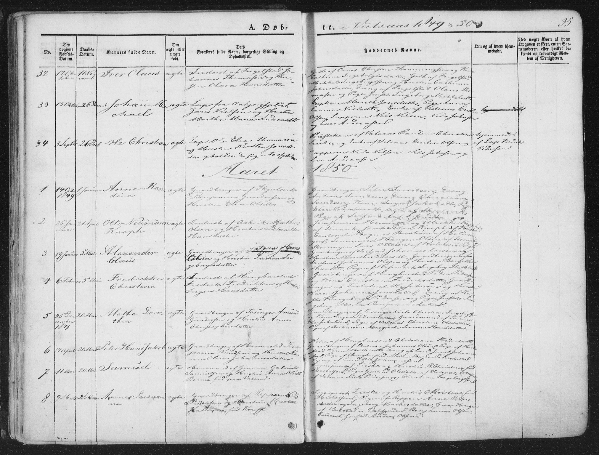 Ministerialprotokoller, klokkerbøker og fødselsregistre - Nordland, SAT/A-1459/810/L0144: Parish register (official) no. 810A07 /1, 1841-1862, p. 35