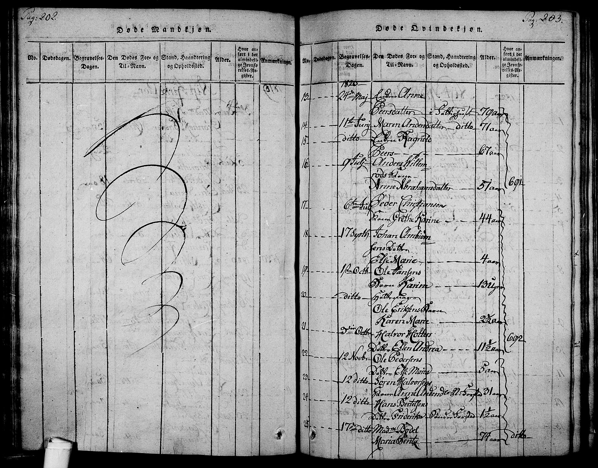 Holmestrand kirkebøker, SAKO/A-346/F/Fa/L0001: Parish register (official) no. 1, 1814-1840, p. 202-203