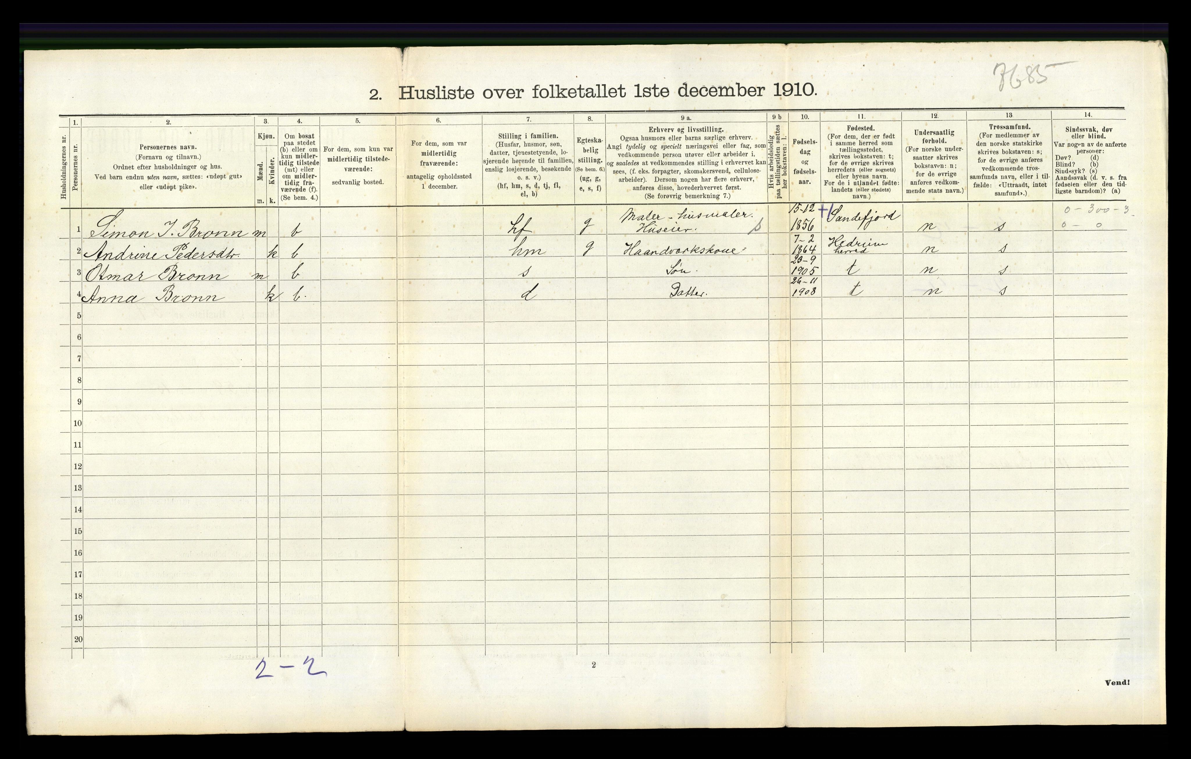 RA, 1910 census for Lardal, 1910, p. 643