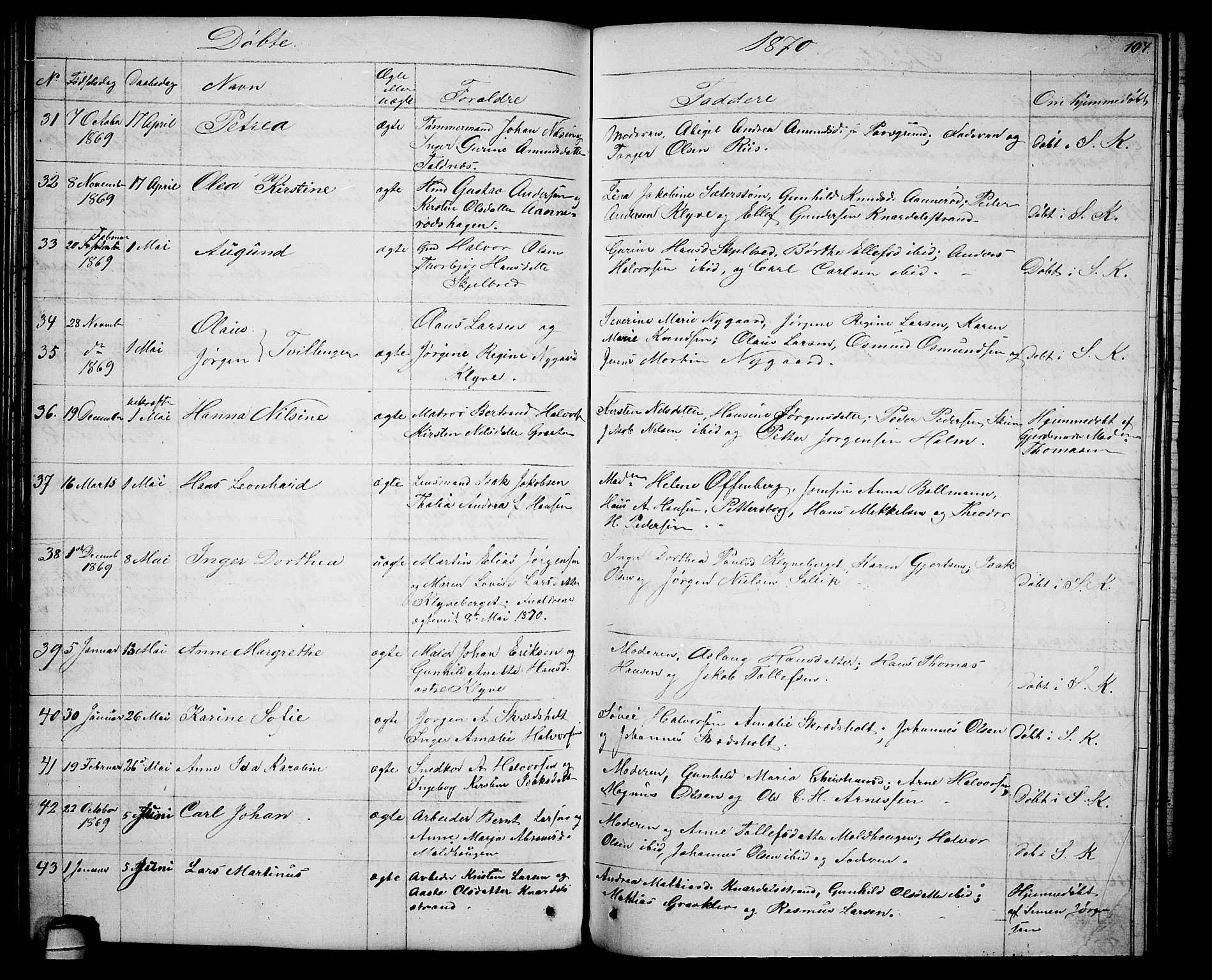 Solum kirkebøker, SAKO/A-306/G/Ga/L0004: Parish register (copy) no. I 4, 1859-1876, p. 107