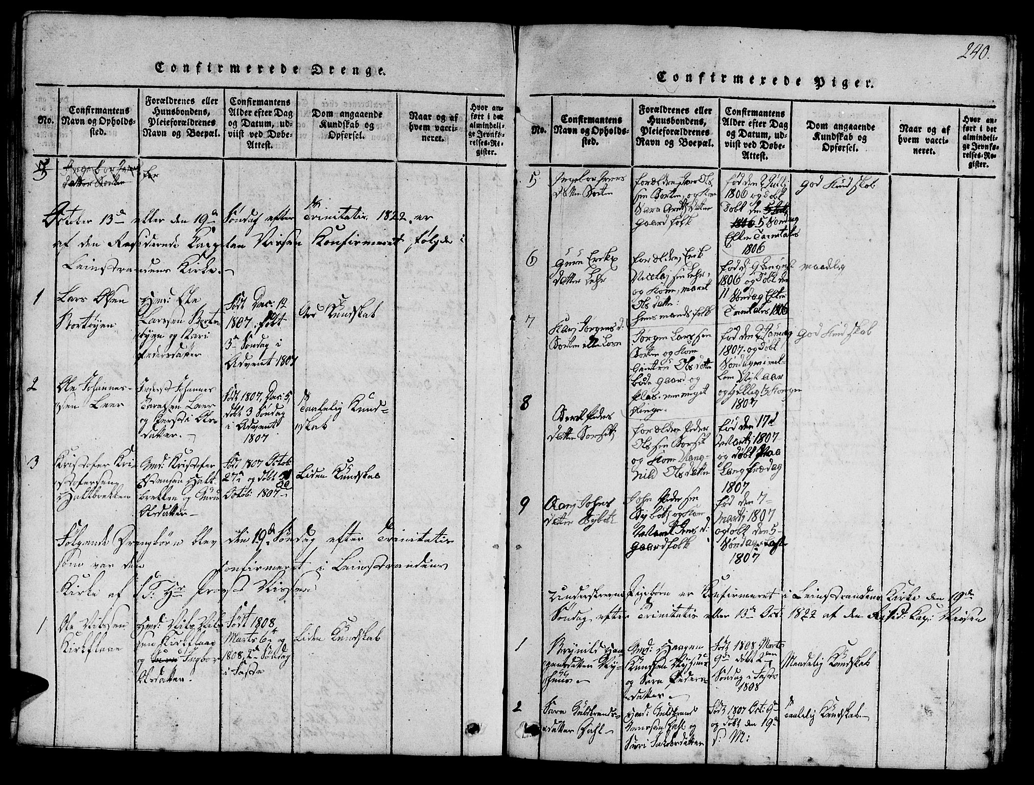 Ministerialprotokoller, klokkerbøker og fødselsregistre - Sør-Trøndelag, SAT/A-1456/693/L1121: Parish register (copy) no. 693C02, 1816-1869, p. 240
