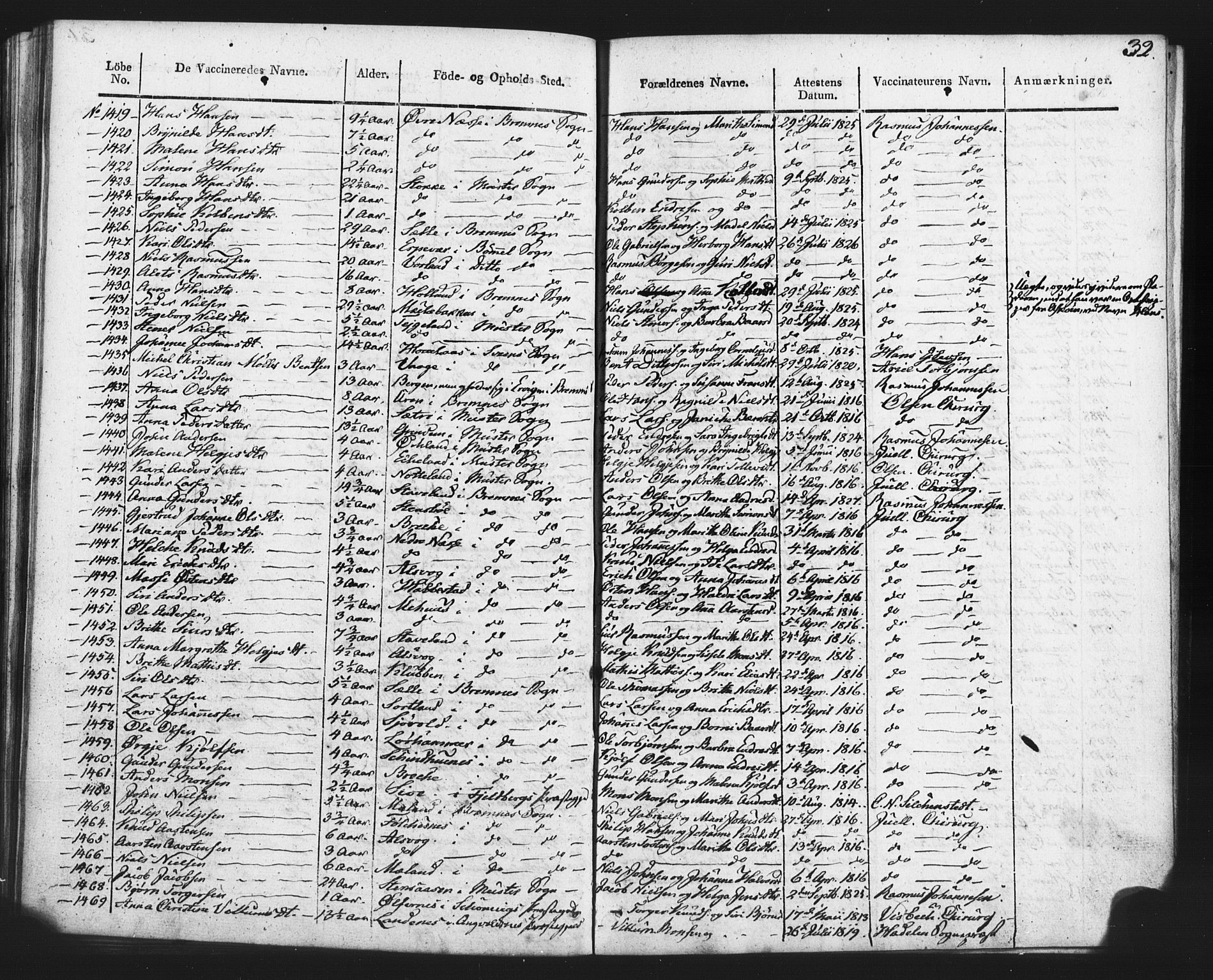 Finnås sokneprestembete, SAB/A-99925/H/Ha/Haa/Haaa/L0010: Parish register (official) no. A 10, 1814-1830, p. 32