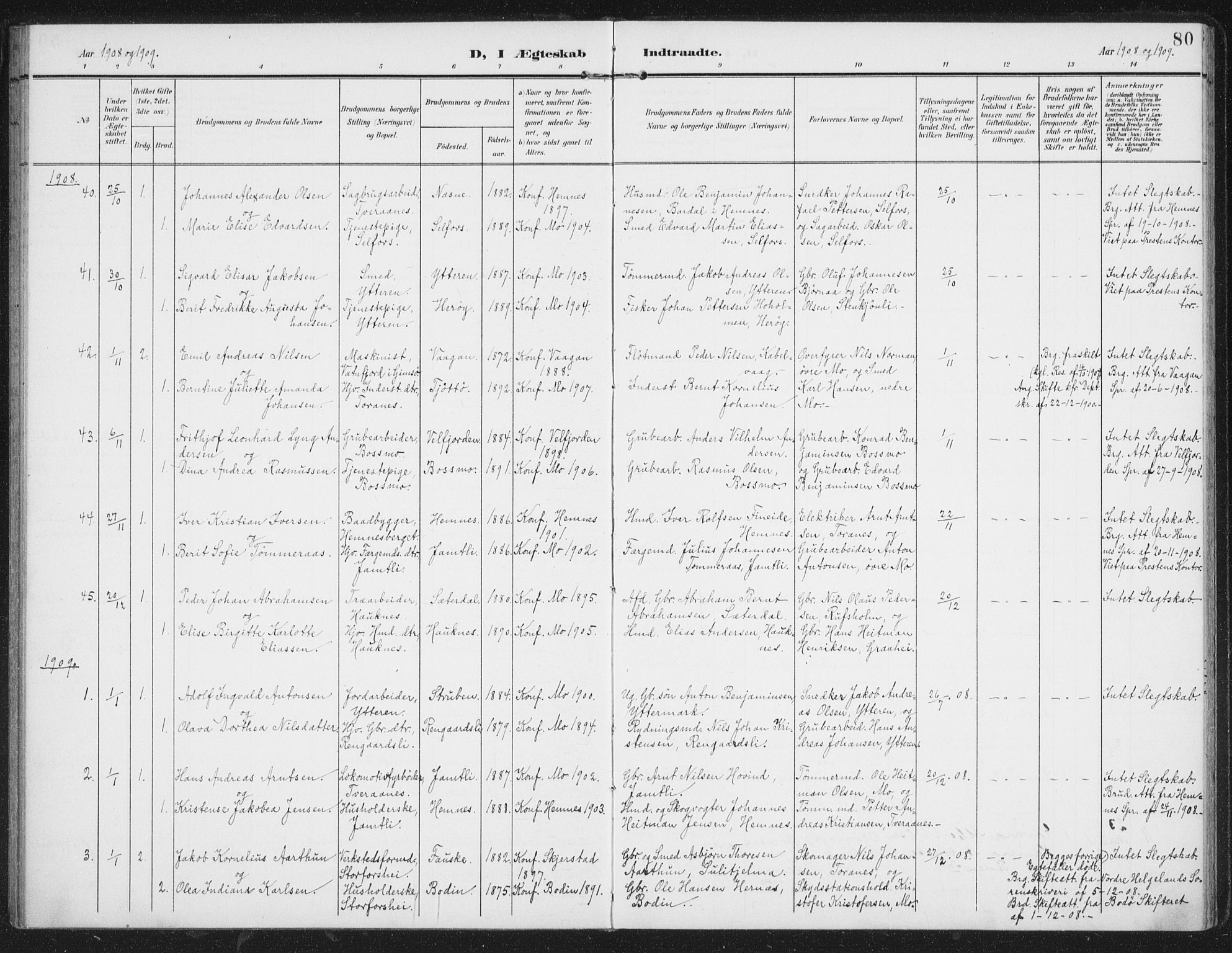 Ministerialprotokoller, klokkerbøker og fødselsregistre - Nordland, SAT/A-1459/827/L0403: Parish register (official) no. 827A15, 1903-1912, p. 80