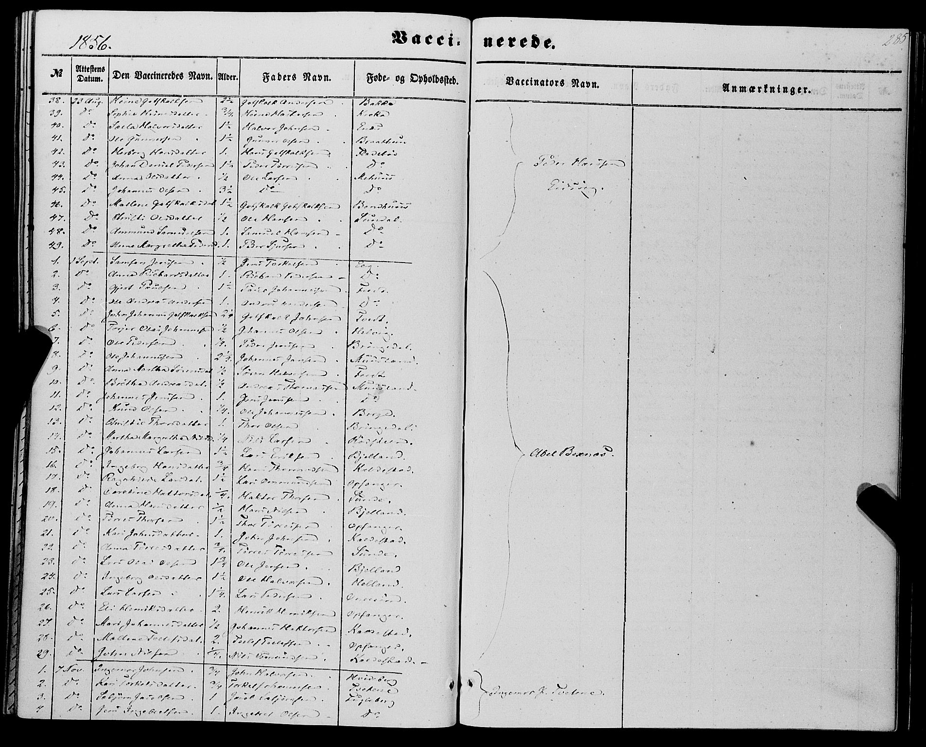 Kvinnherad sokneprestembete, AV/SAB-A-76401/H/Haa: Parish register (official) no. A 8, 1854-1872, p. 285