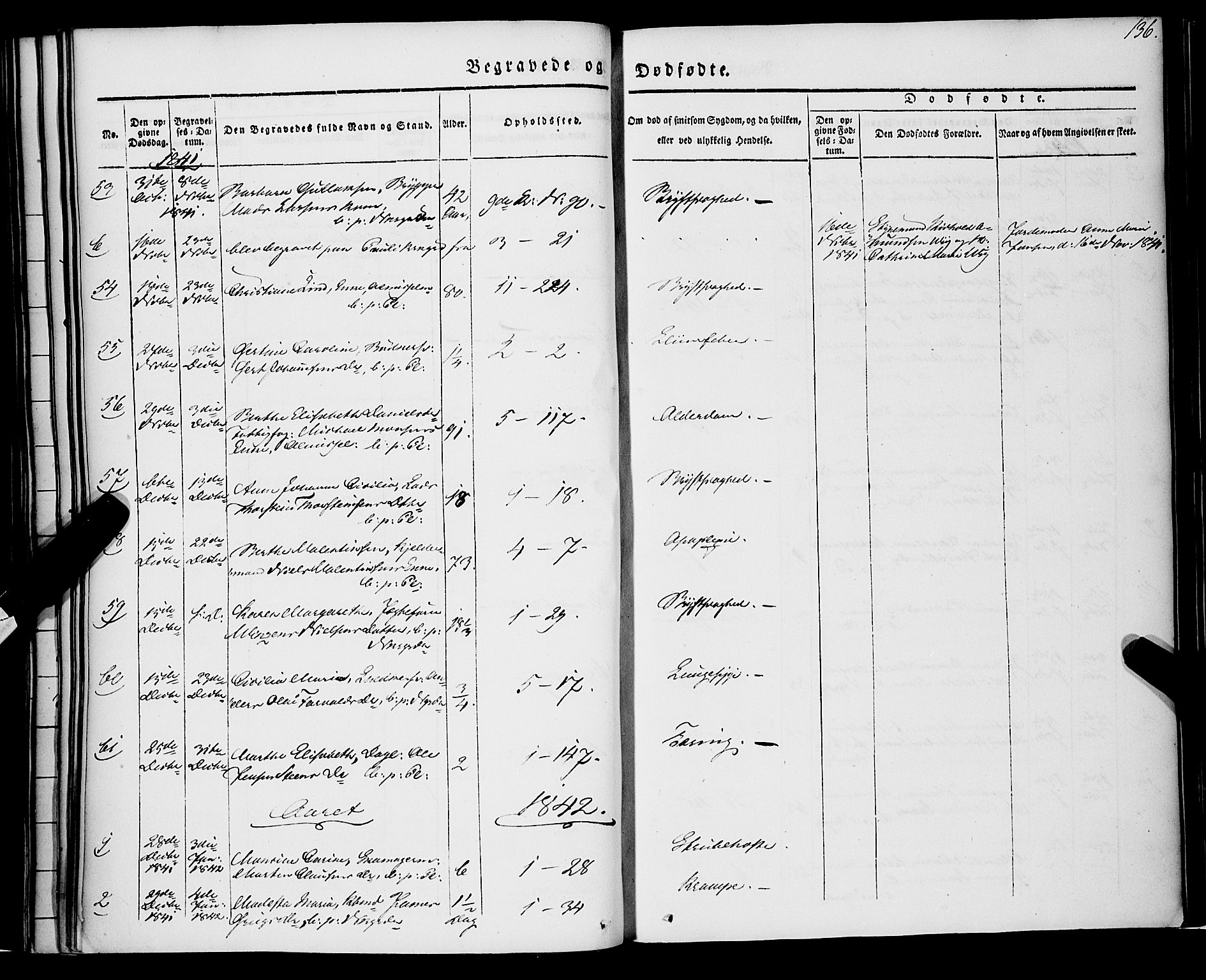 Nykirken Sokneprestembete, AV/SAB-A-77101/H/Haa/L0041: Parish register (official) no. E 1, 1833-1850, p. 136