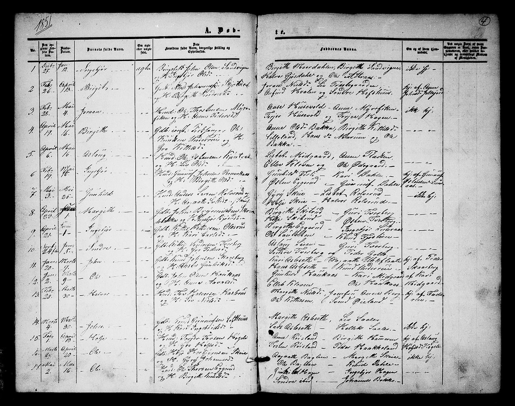 Tinn kirkebøker, AV/SAKO-A-308/G/Ga/L0002: Parish register (copy) no. I 2, 1851-1883, p. 4