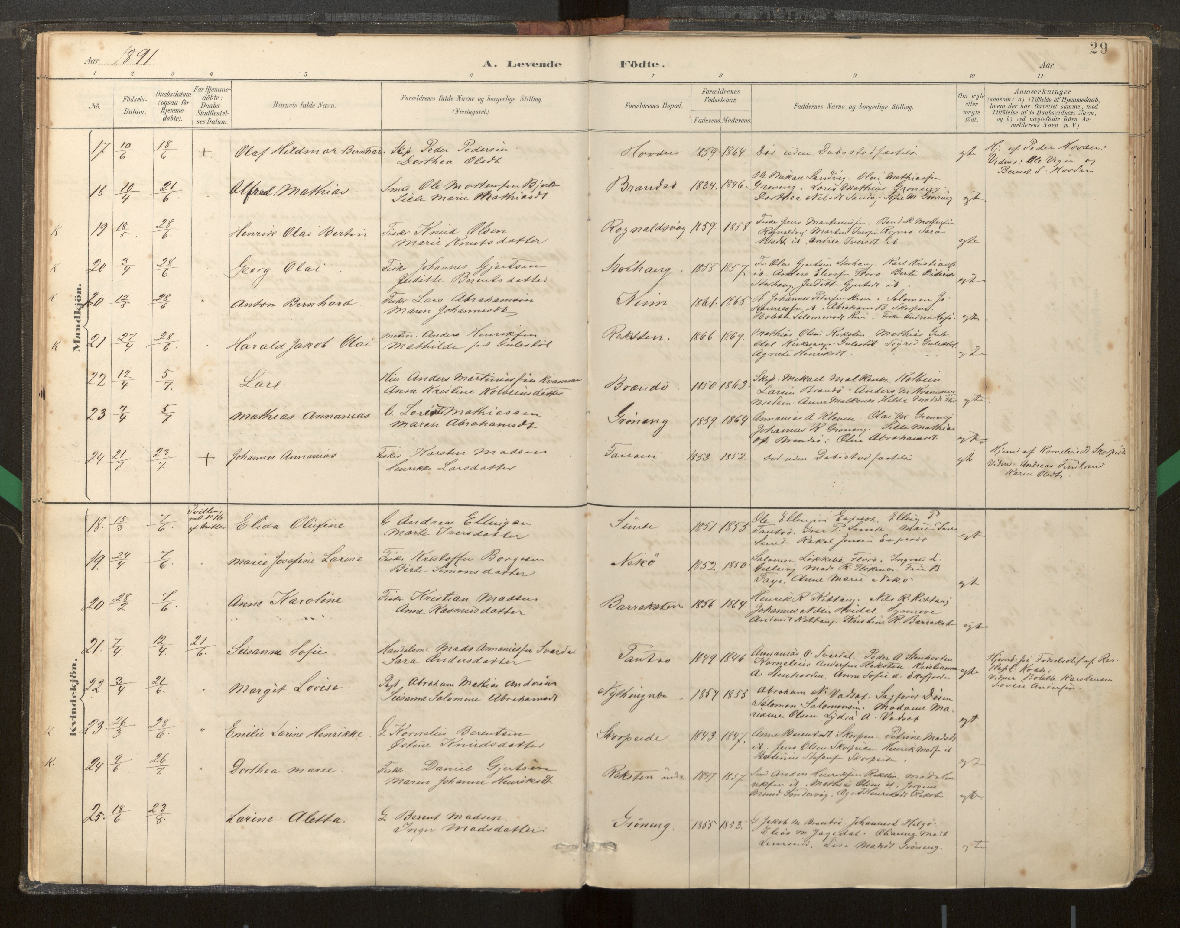 Kinn sokneprestembete, AV/SAB-A-80801/H/Haa/Haab/L0001: Parish register (official) no. B 1, 1886-1921, p. 29