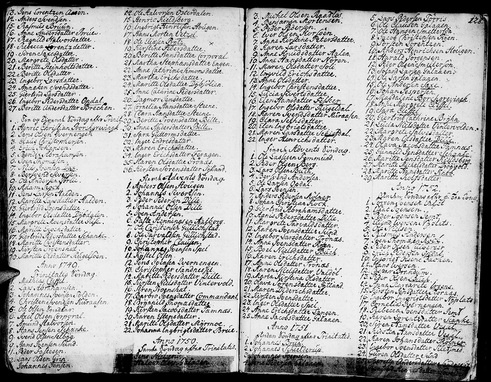 Ministerialprotokoller, klokkerbøker og fødselsregistre - Sør-Trøndelag, SAT/A-1456/681/L0925: Parish register (official) no. 681A03, 1727-1766, p. 128
