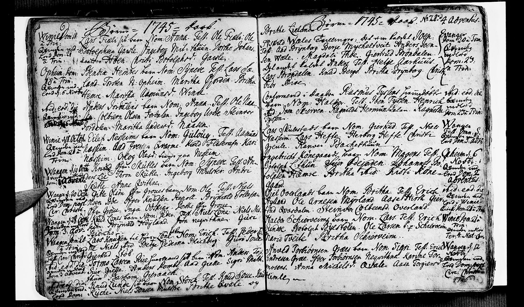 Voss sokneprestembete, SAB/A-79001/H/Haa: Parish register (official) no. A 6, 1744-1752, p. 28