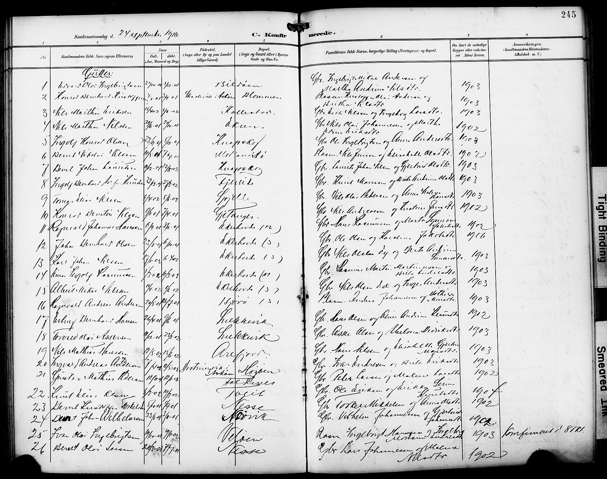 Fjell sokneprestembete, SAB/A-75301/H/Hab: Parish register (copy) no. A 5, 1899-1918, p. 245
