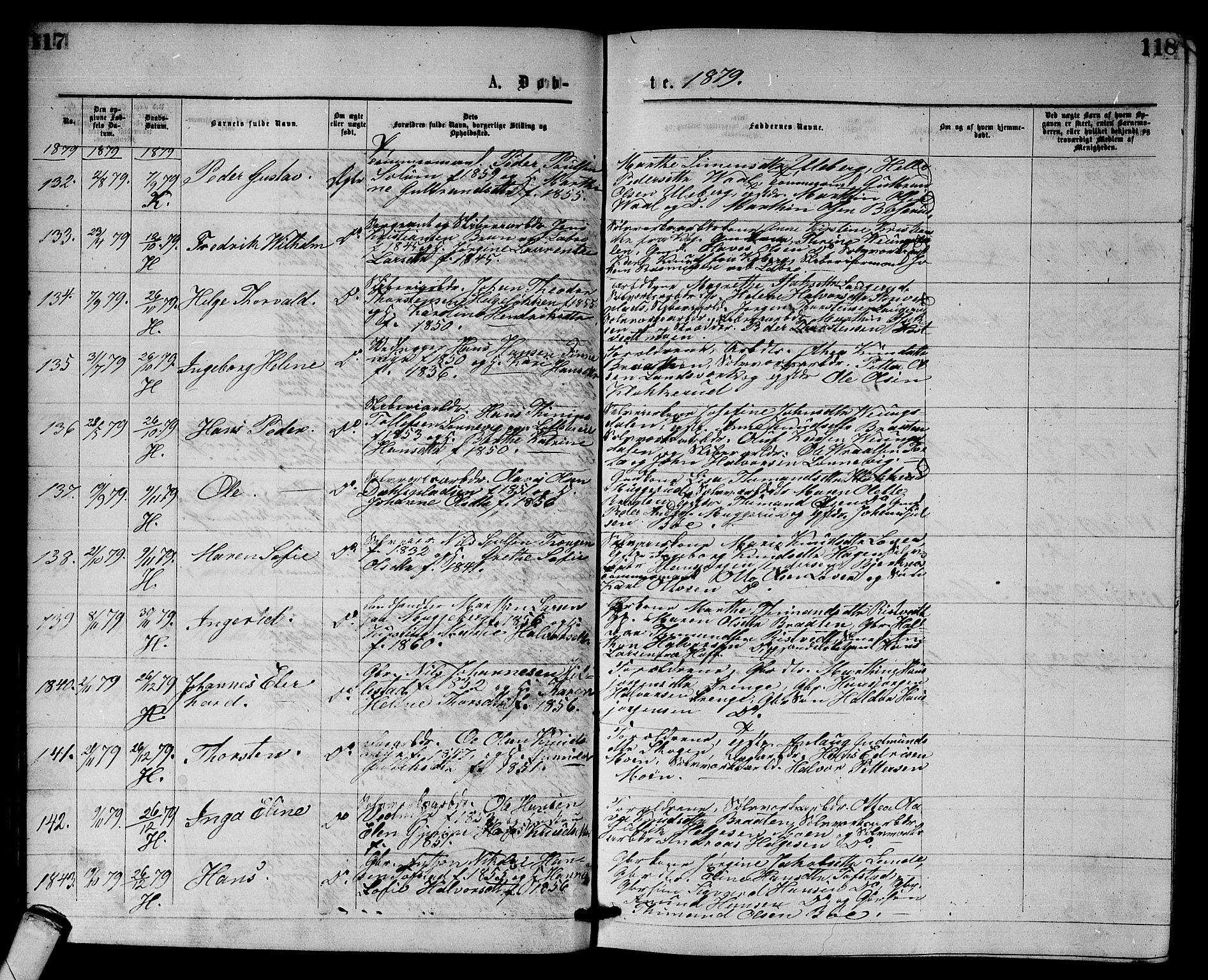 Sandsvær kirkebøker, AV/SAKO-A-244/G/Gb/L0001: Parish register (copy) no. II 1, 1874-1885, p. 117-118