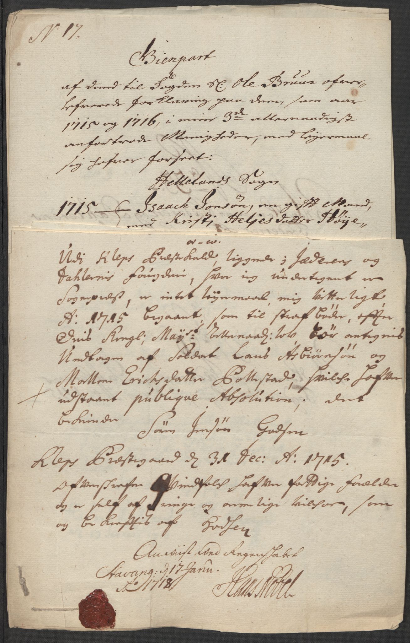 Rentekammeret inntil 1814, Reviderte regnskaper, Fogderegnskap, AV/RA-EA-4092/R46/L2740: Fogderegnskap Jæren og Dalane, 1715-1716, p. 140