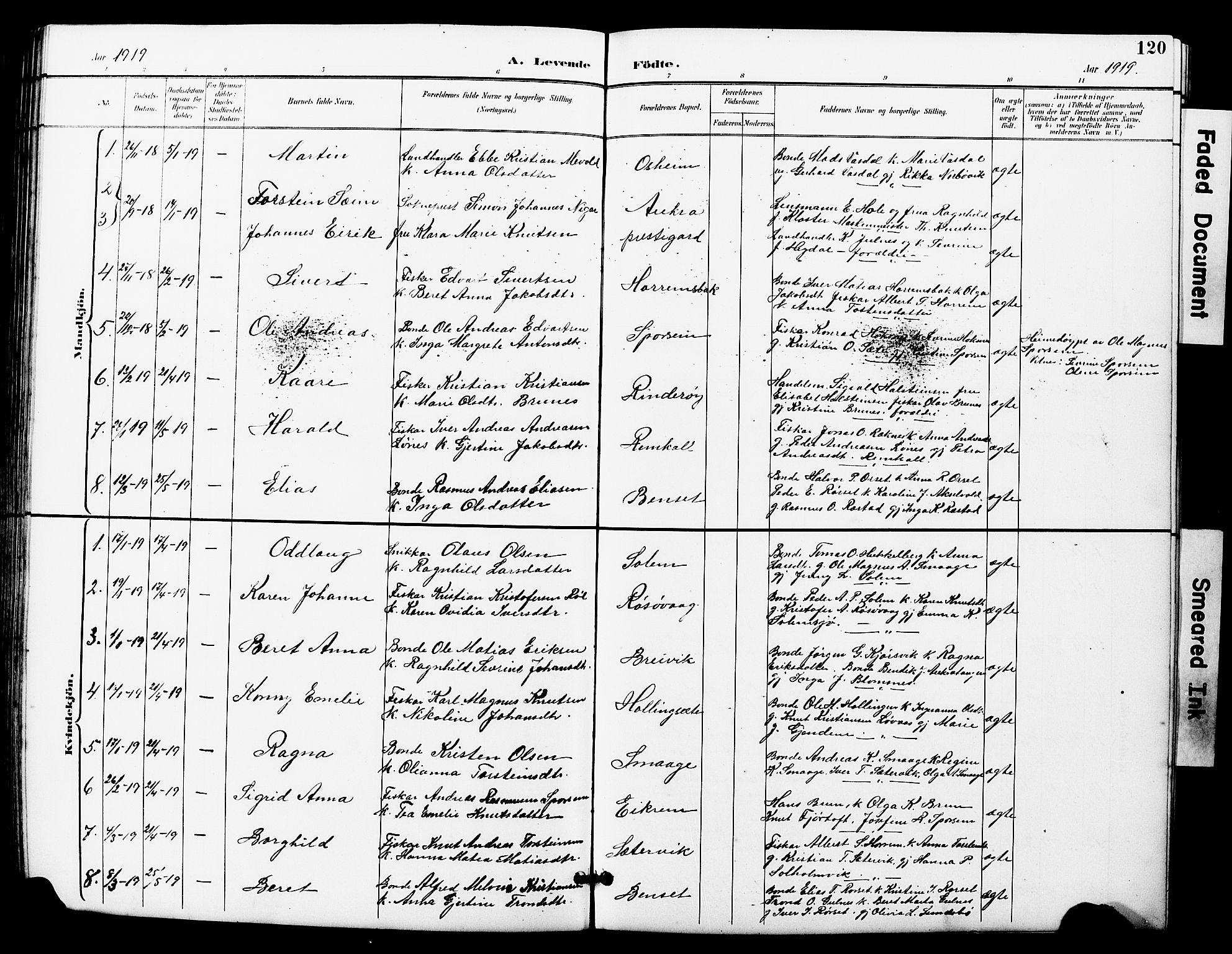 Ministerialprotokoller, klokkerbøker og fødselsregistre - Møre og Romsdal, SAT/A-1454/560/L0725: Parish register (copy) no. 560C02, 1895-1930, p. 120