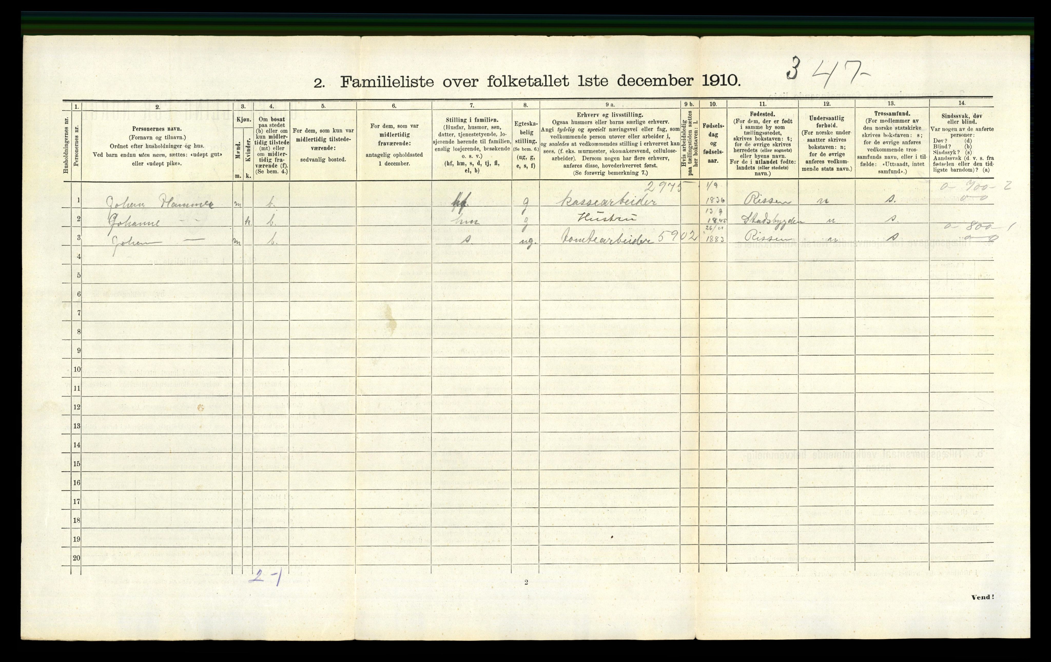 RA, 1910 census for Trondheim, 1910, p. 1058