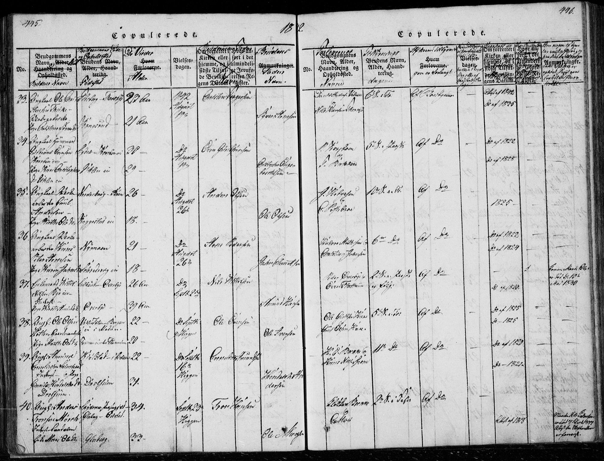 Modum kirkebøker, AV/SAKO-A-234/G/Ga/L0003: Parish register (copy) no. I 3, 1832-1842, p. 445-446